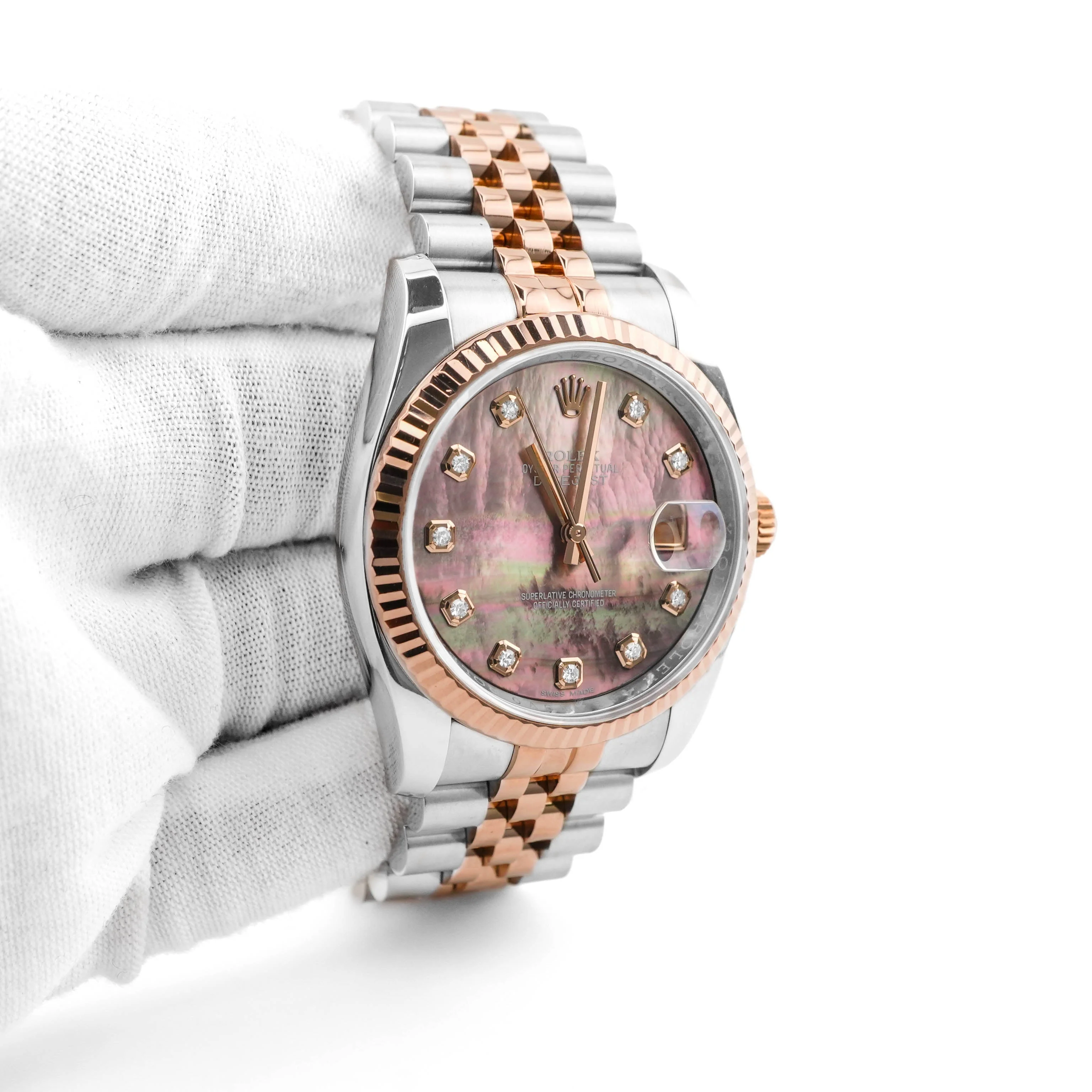 Rolex 116231 Datejust 36 mm 18K Rose Gold Black MOP Dial Jubilee Bracelet Box and Papers 2018 - Image 4