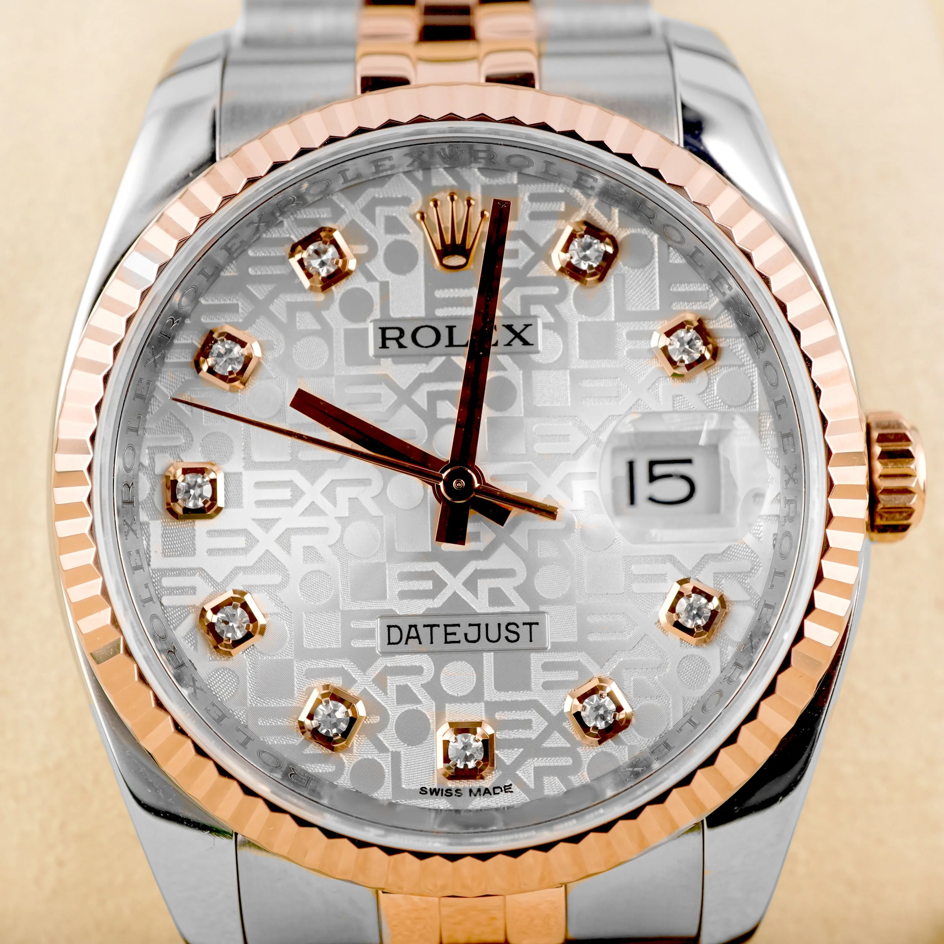 Rolex 116231 Datejust 36 mm Silver Jubilee Diamond Dial Jubilee Bracelet Box and Papers 2015 - Image 3