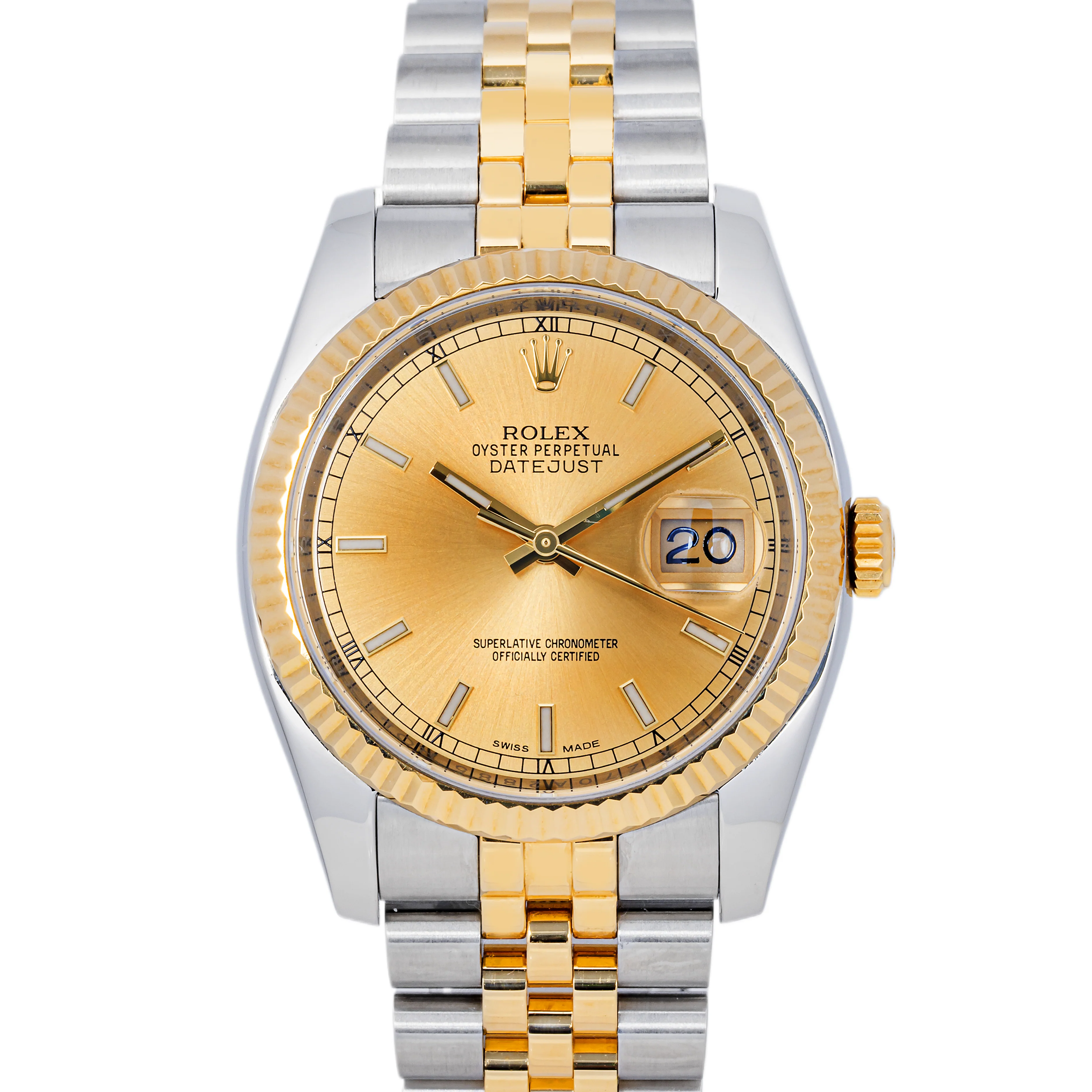 Rolex 116233 Datejust 36mm Champagne Stick Dial Jubilee Bracelet Box and Papers 2016