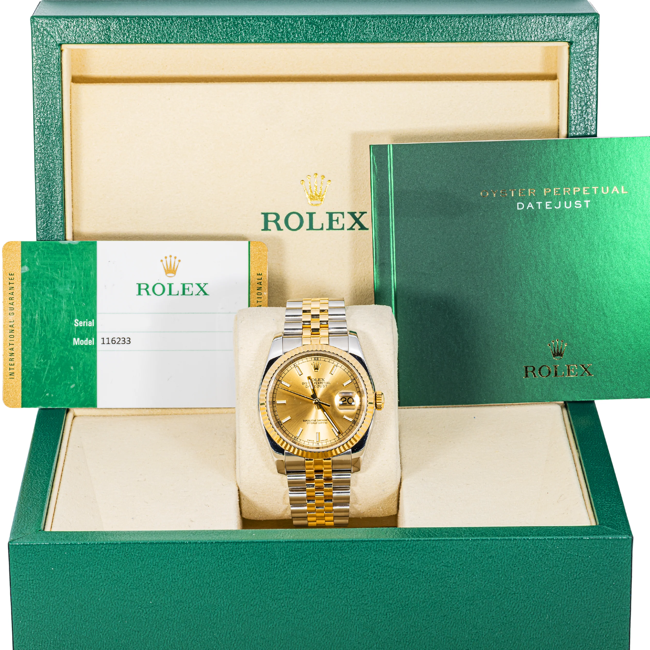 Rolex 116233 Datejust 36mm Champagne Stick Dial Jubilee Bracelet Box and Papers 2016 - Image 2