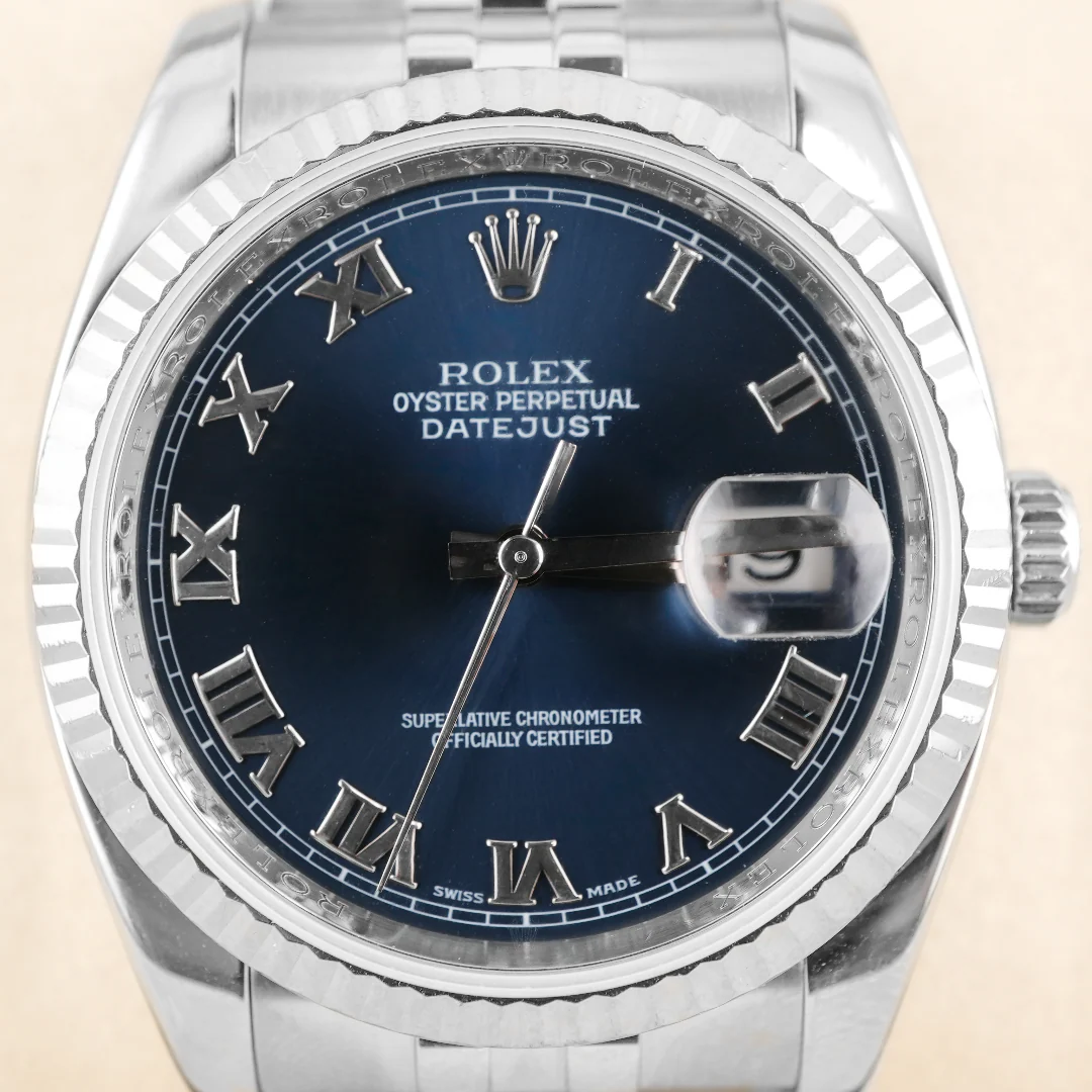 Rolex 116234 Datejust 36 mm Blue Roman Dial Jubilee Bracelet Box and Papers 2007 - Image 3