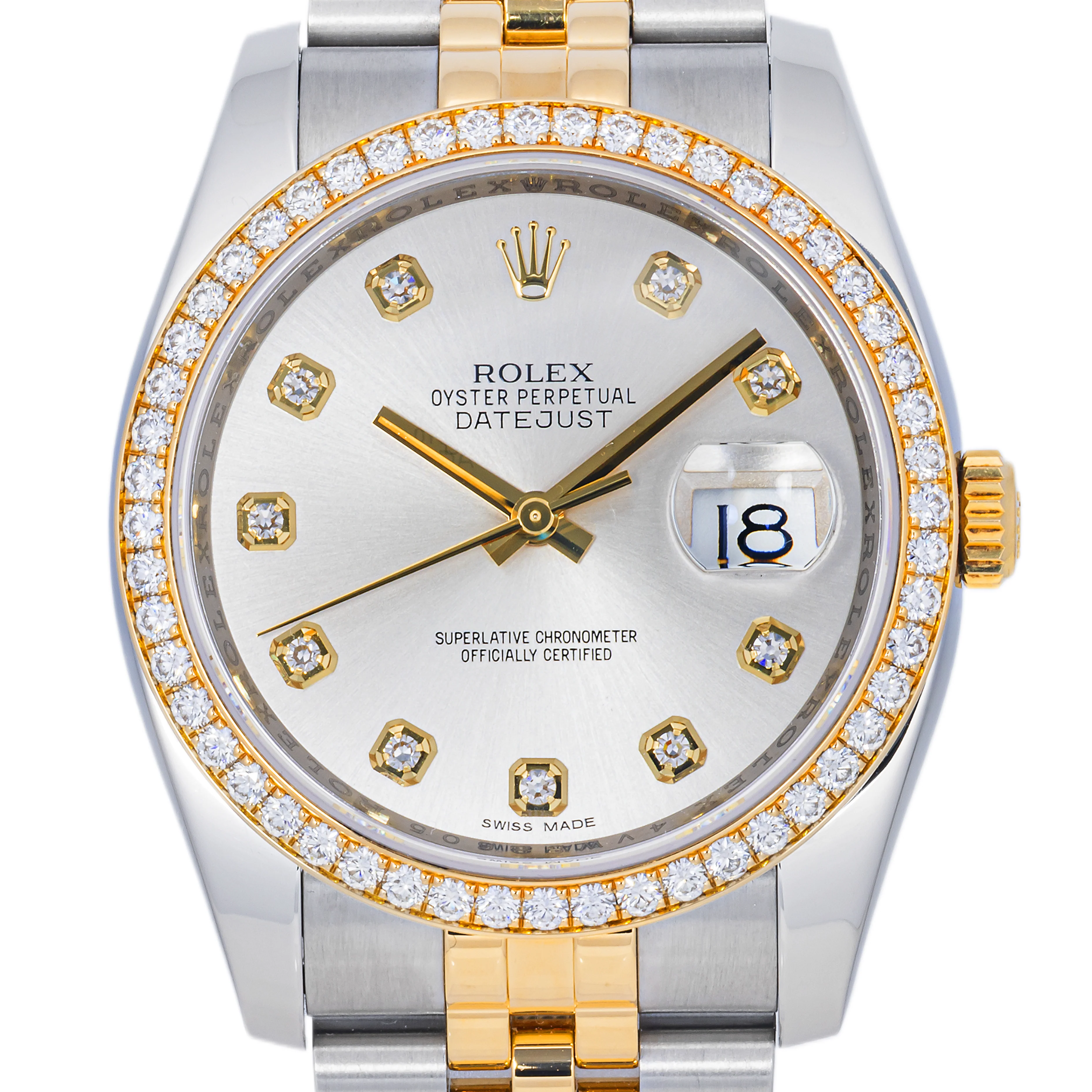 Rolex 116243 Datejust 36 mm Diamond Bezel Silver Diamond Dial Jubilee Bracelet Box and Papers 2017 - Image 3