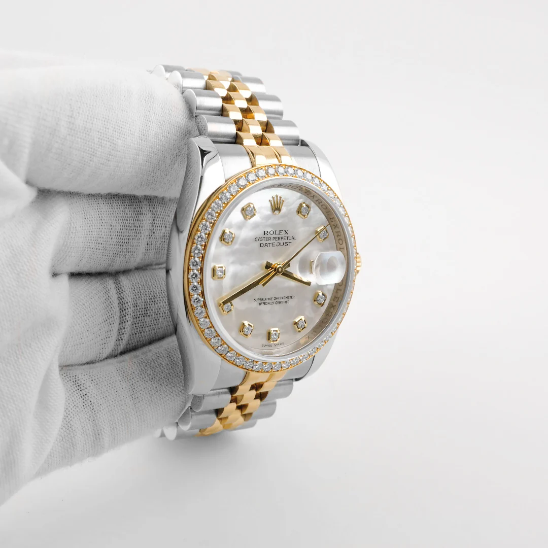 Rolex 116243 Datejust 36 mm Factory Diamond Bezel MOP Diamond Dial Box and Papers 2017 - Image 4