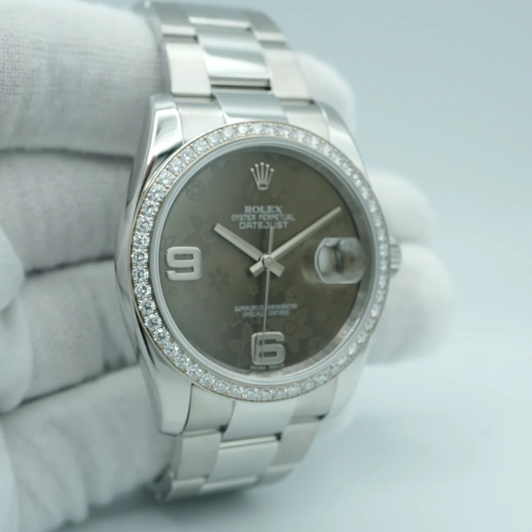 Rolex 116244RBR Datejust 36 mm Rolex Diamond Bezel Factory Floral Dial Oyster Bracelet 2014 - Image 3