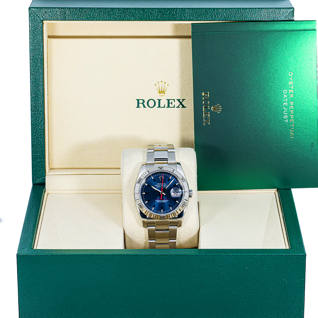 Rolex 116264 Datejust 36 mm Turn-O-Graph Bezel Blue Stick Dial Oyster Bracelet 2005 - Image 2