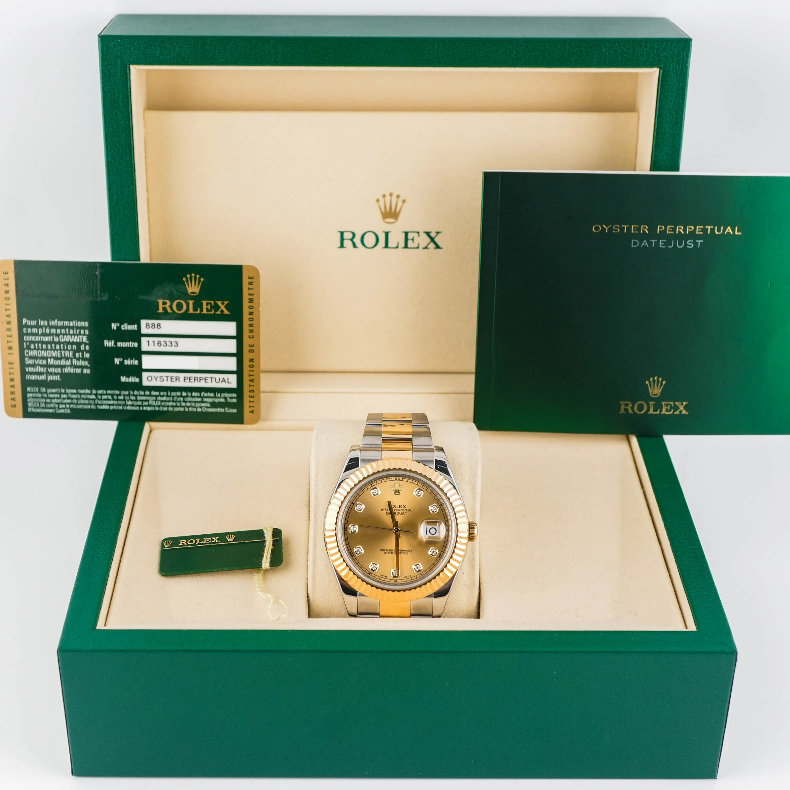Rolex 116333 Datejust II 41 mm Champagne Diamond Dial Oyster Bracelet Box and Papers 2012 - Image 2