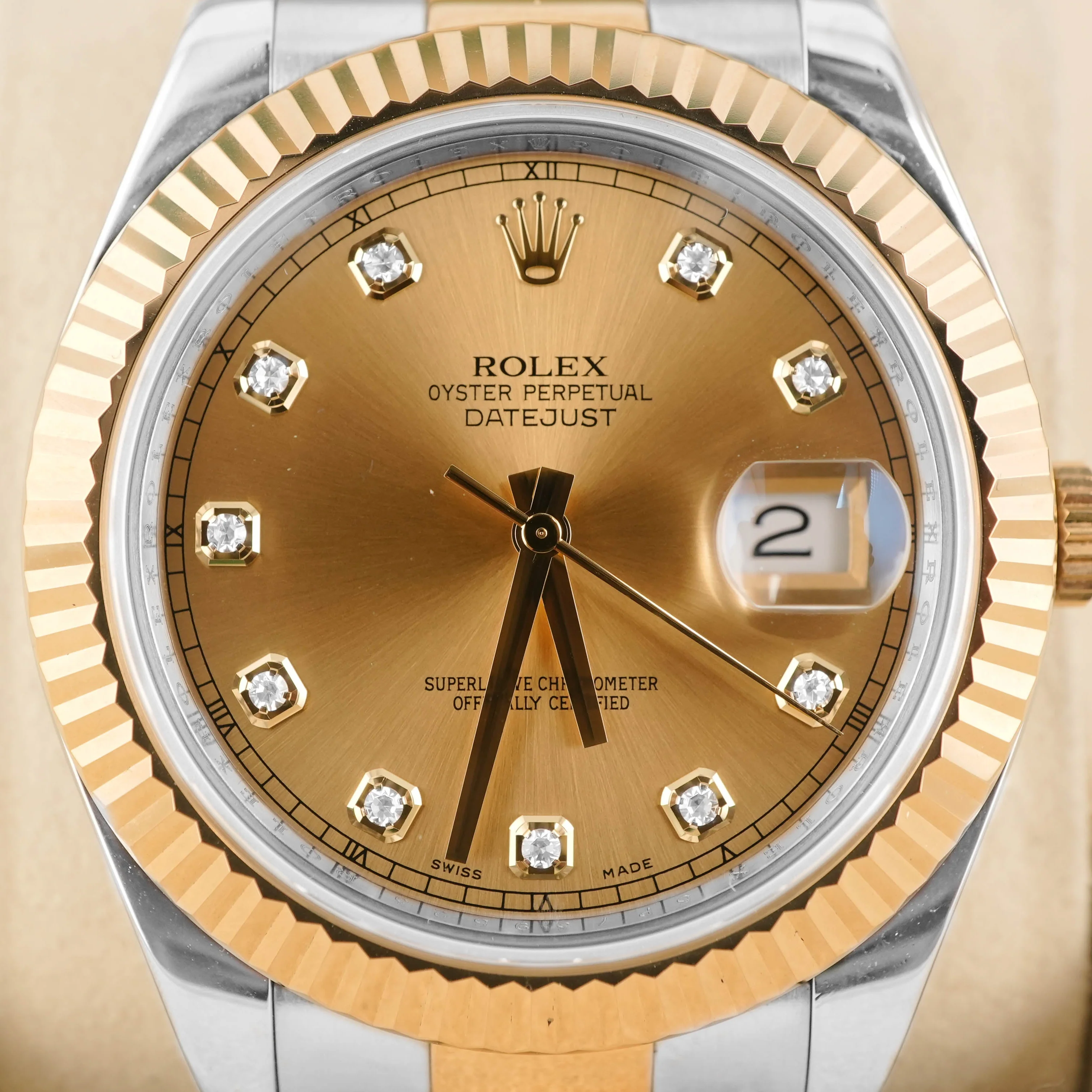 Rolex 116333 Datejust II 41 mm Champagne Diamond Dial Oyster Bracelet Box and Papers 2012 - Image 3