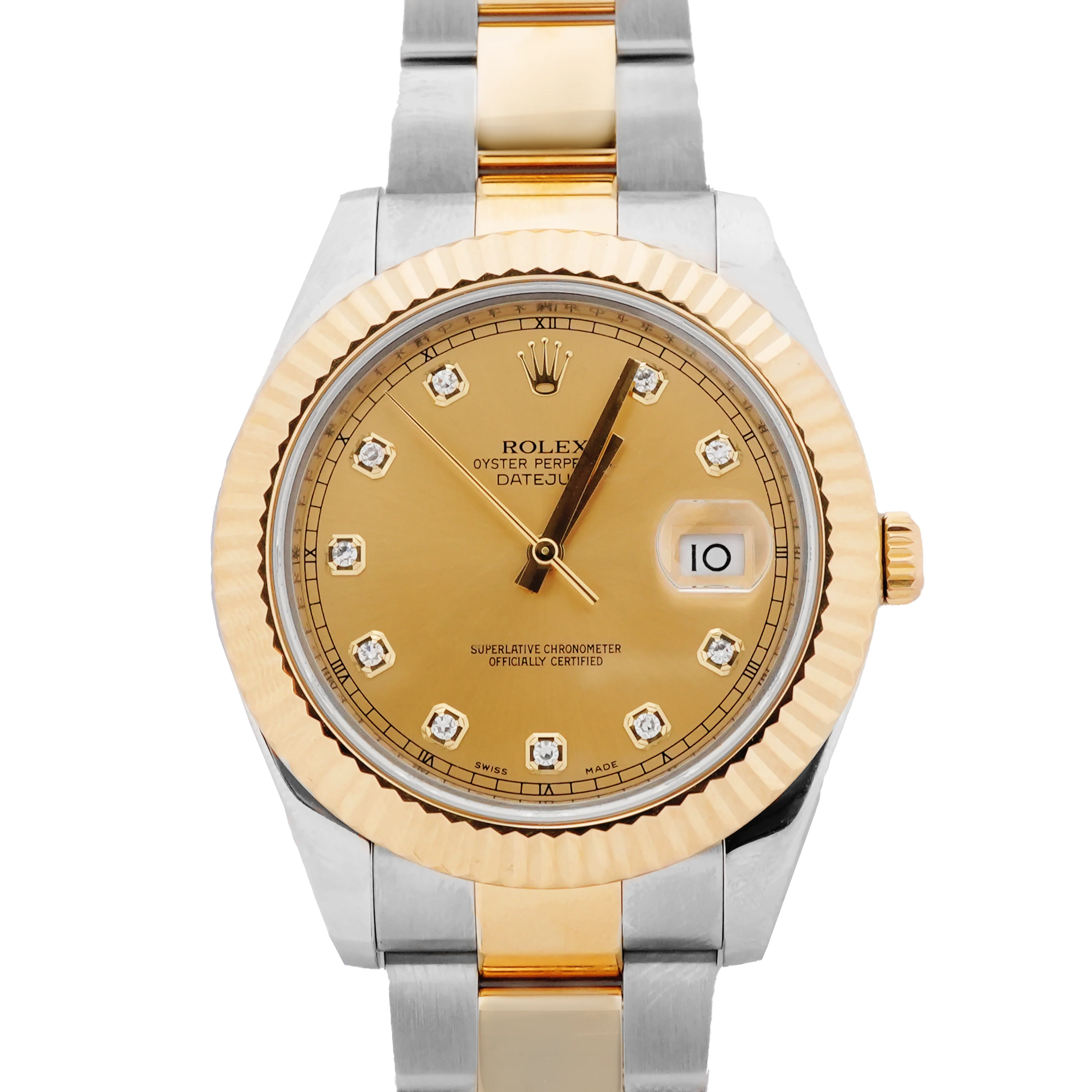Rolex 116333 Datejust II 41 mm Champagne Diamond Dial Oyster Bracelet Box and Papers 2015