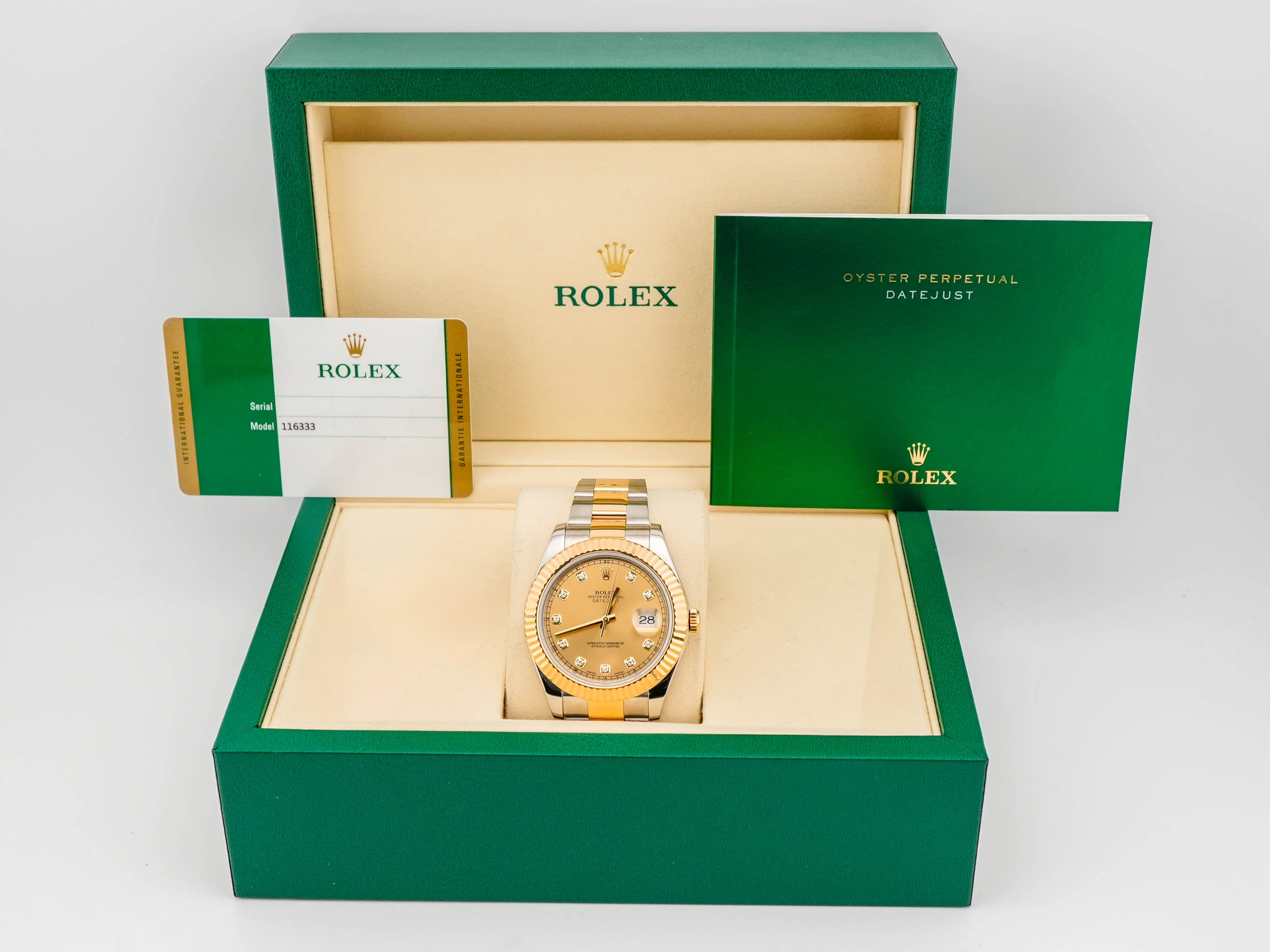 Rolex 116333 Datejust II 41 mm Champagne Diamond Dial Oyster Bracelet Box and Papers 2016 - Image 2