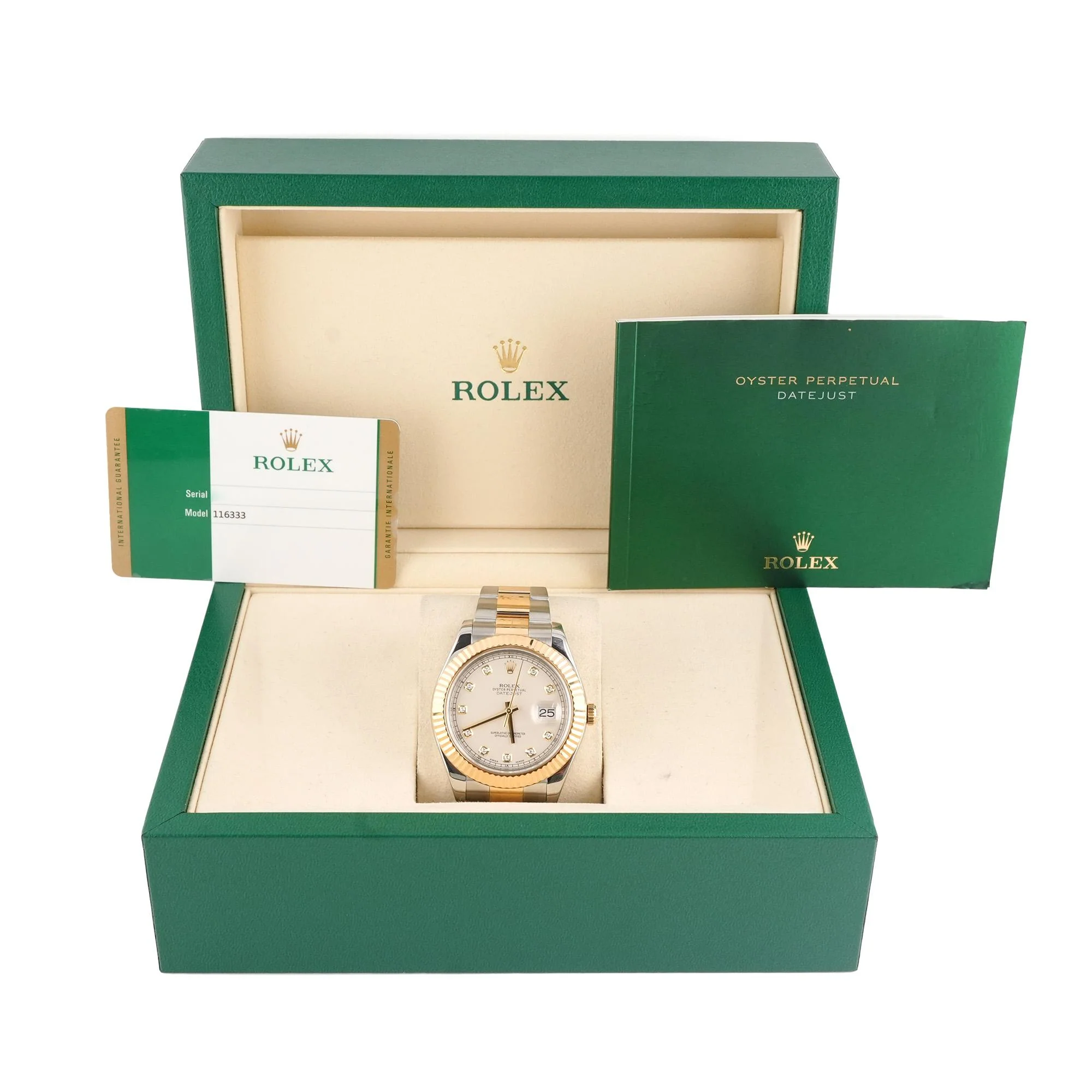 Rolex 116333 Datejust II 41 mm Ivory Diamond Dial Oyster Bracelet Box and Papers 2015 - Image 2