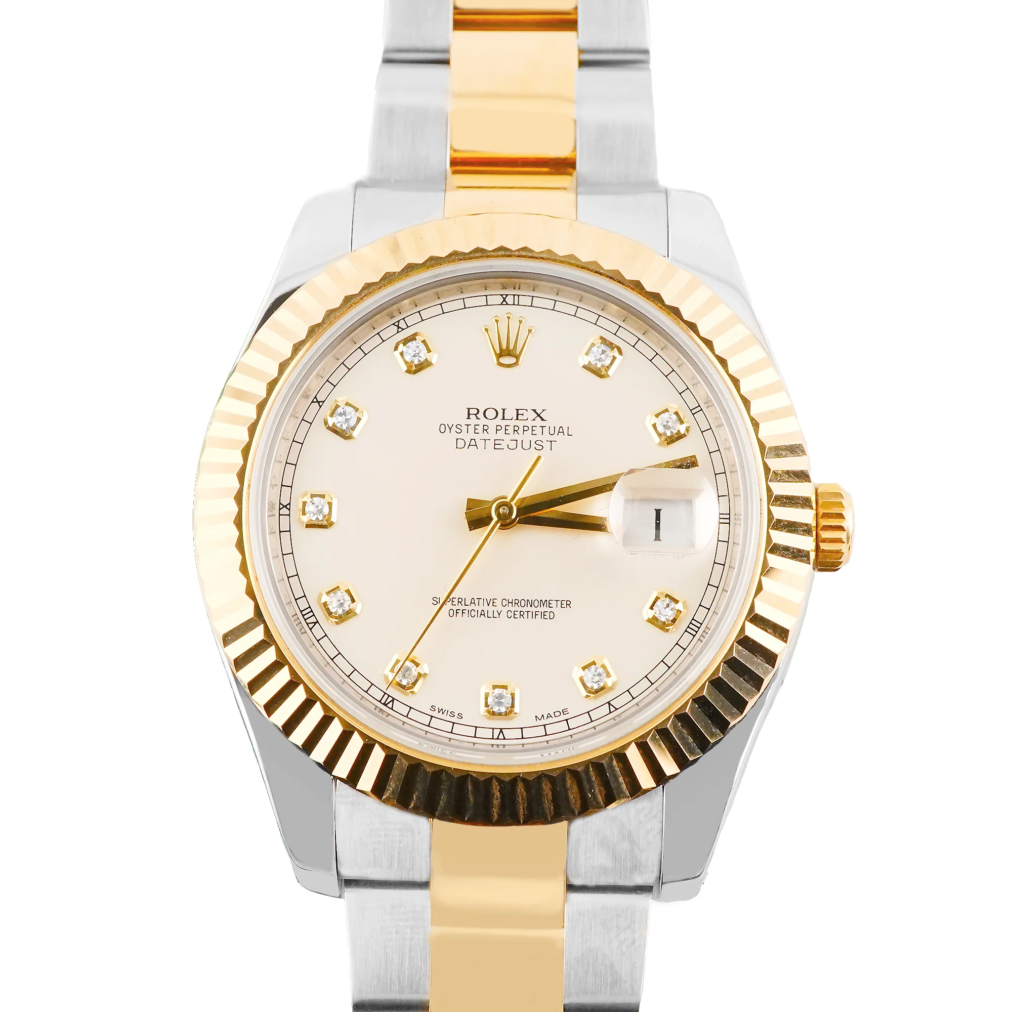 Rolex 116333 Datejust II 41 mm Ivory Diamond Dial Oyster Bracelet Box and Papers 2015