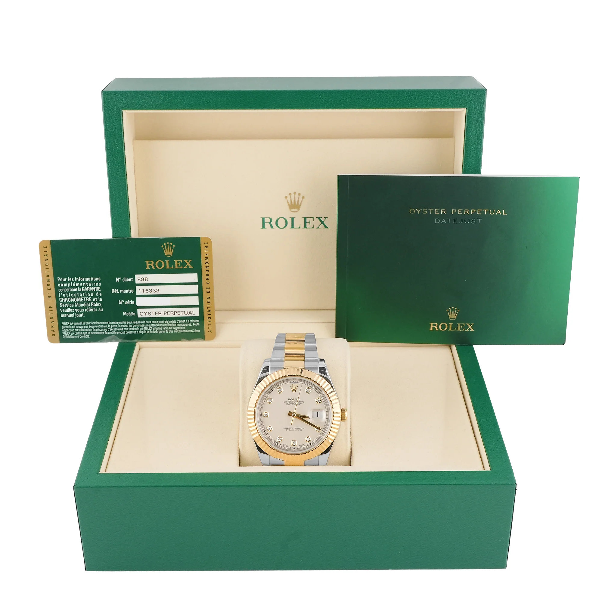 Rolex 116333 Datejust II 41 mm Ivory Diamond Dial Oyster Bracelet Box and Papers 2015 - Image 2