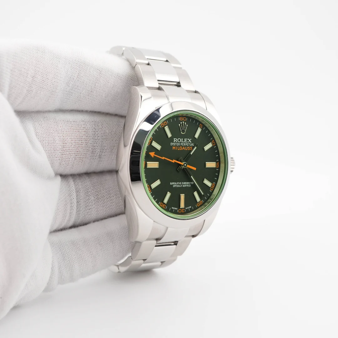 Rolex 116400GV Milgauss 40 mm Smooth Bezel Black Index Dial Oyster Bracelet Box and Papers 2021 - Image 4
