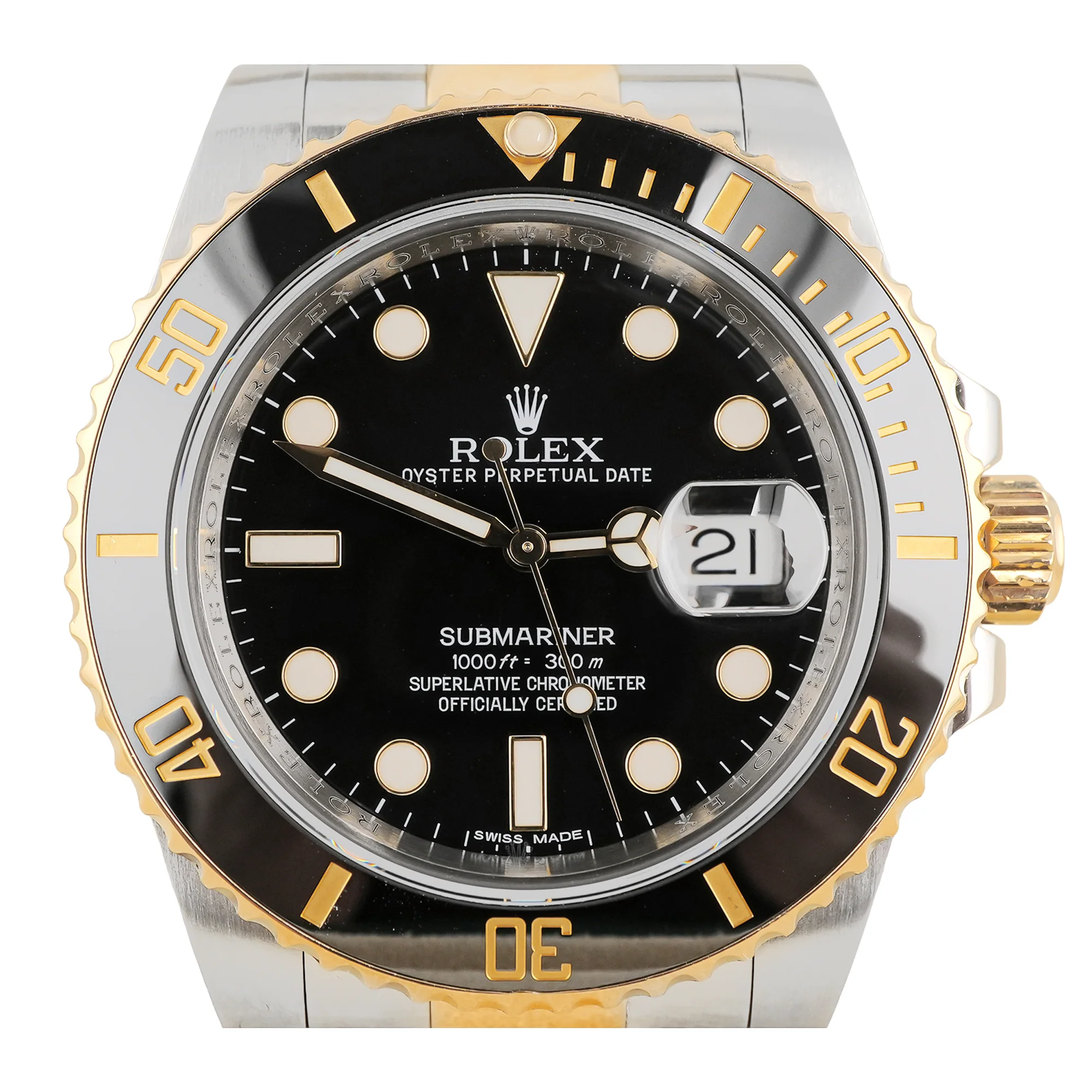 Rolex 116613LN Submariner Date 40 mm Two Tone 18K Yellow Gold Black Dial Box and Papers 2015 - Image 3