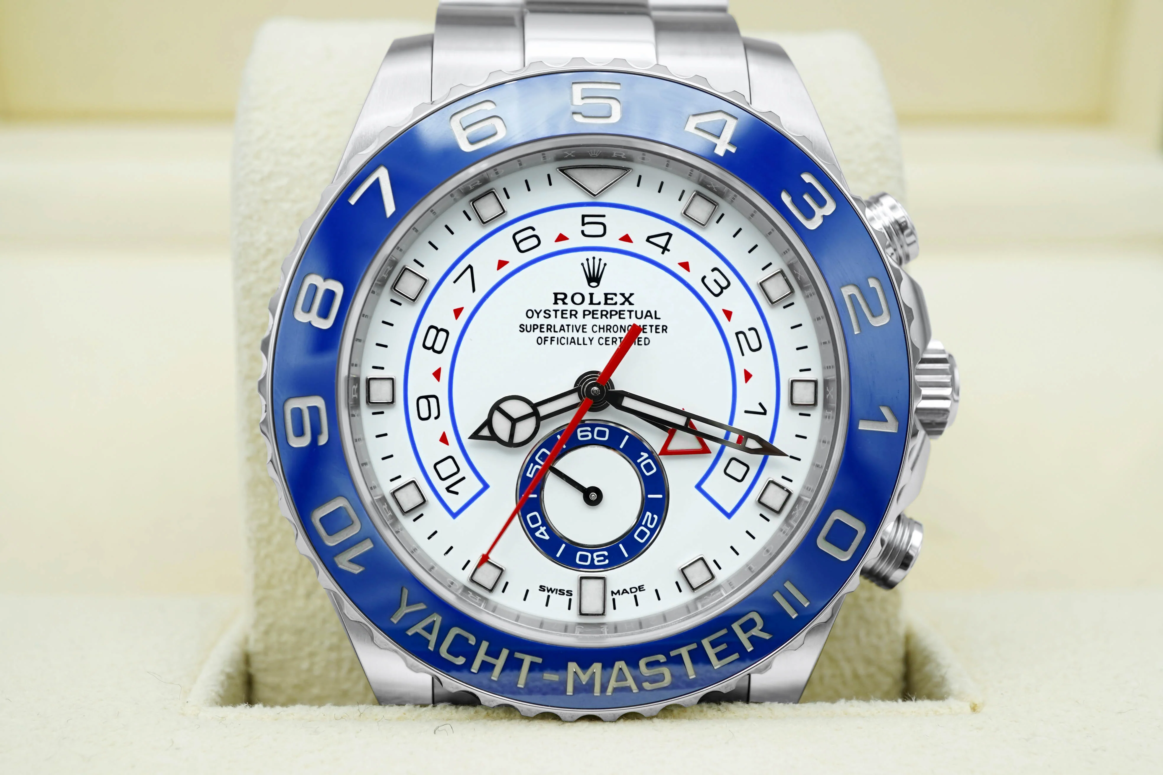 Rolex 116680 Yacht-Master II 44 mm White Dial Blue Ceramic Bezel Box and Papers 2021 - Image 3