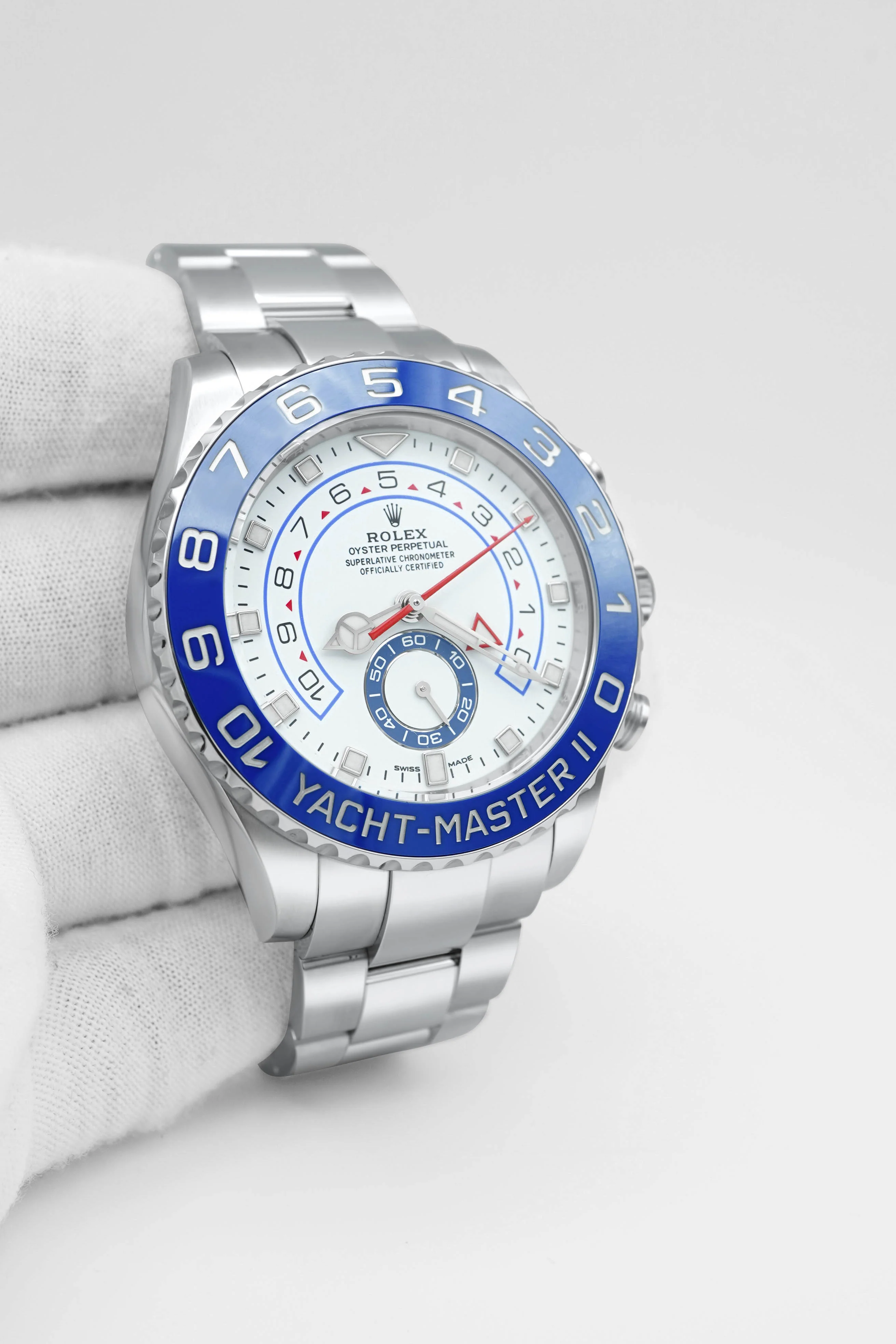 Rolex 116680 Yacht-Master II 44 mm White Dial Blue Ceramic Bezel Box and Papers 2021 - Image 4