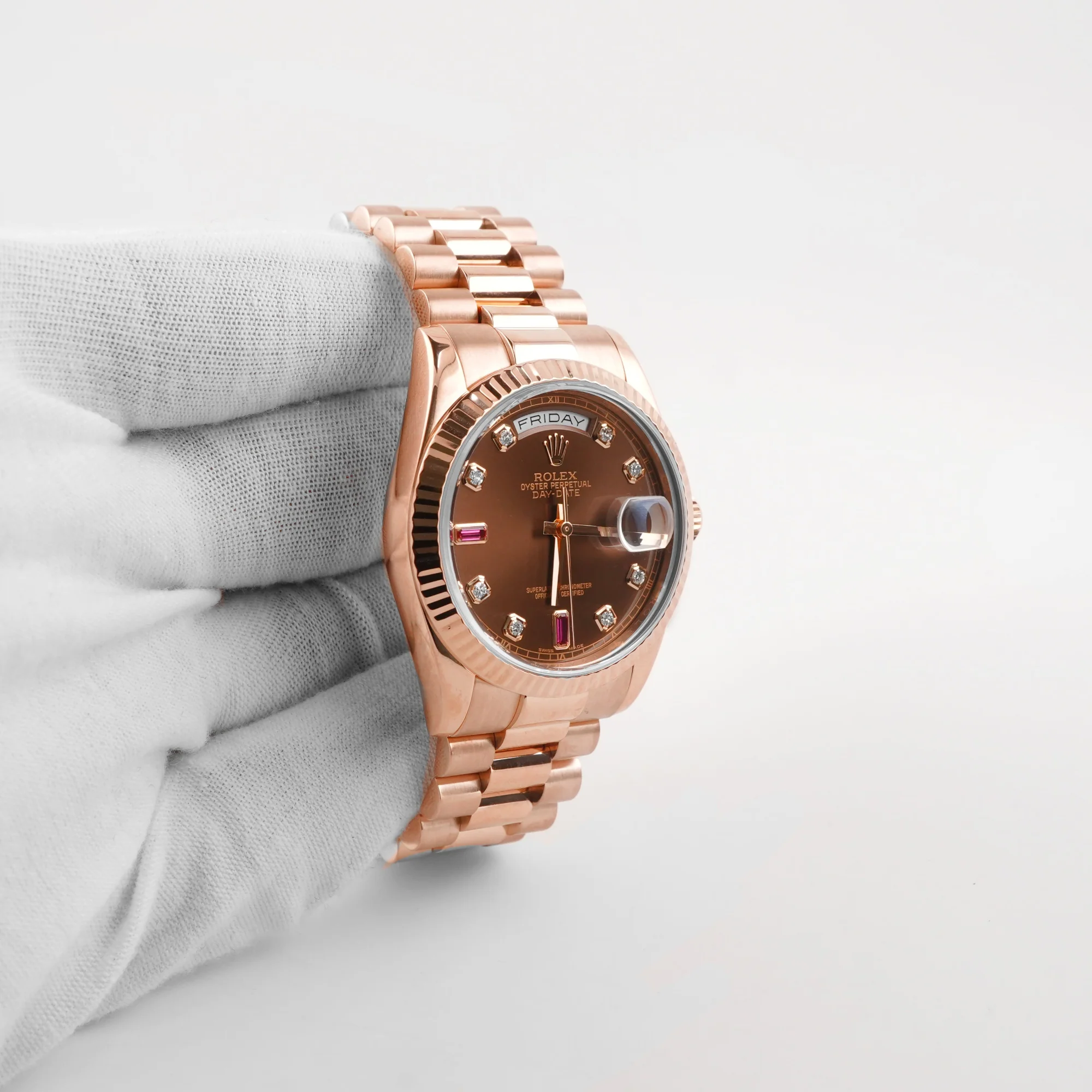 Rolex 118235 Day-Date 36 mm Chocolate Brown Diamond Dial President Bracelet Box and Papers 2013 - Image 4