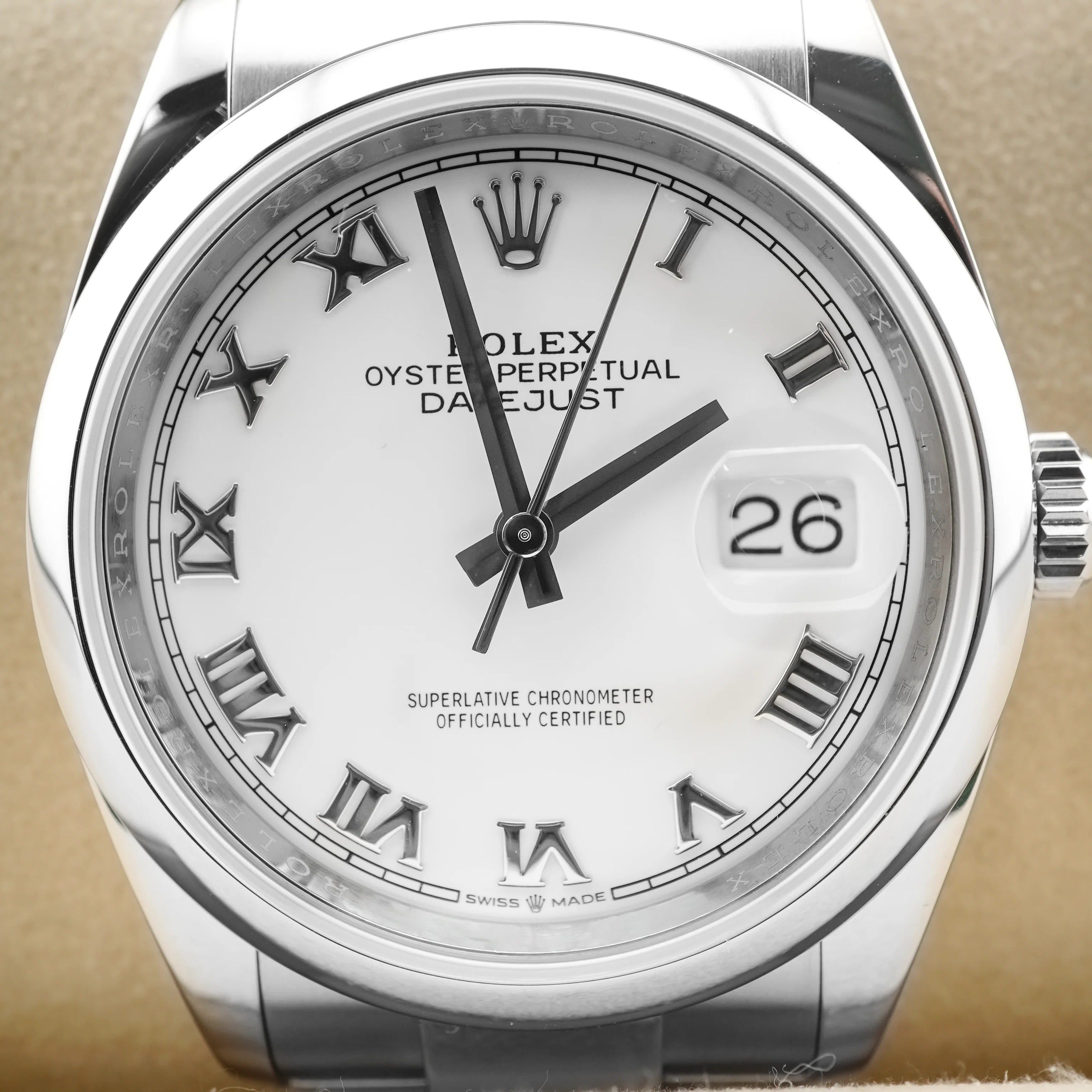 Rolex 126200 Datejust 36 mm Smooth Bezel White Roman Dial Oyster Bracelet Box and Papers 2019 - Image 3