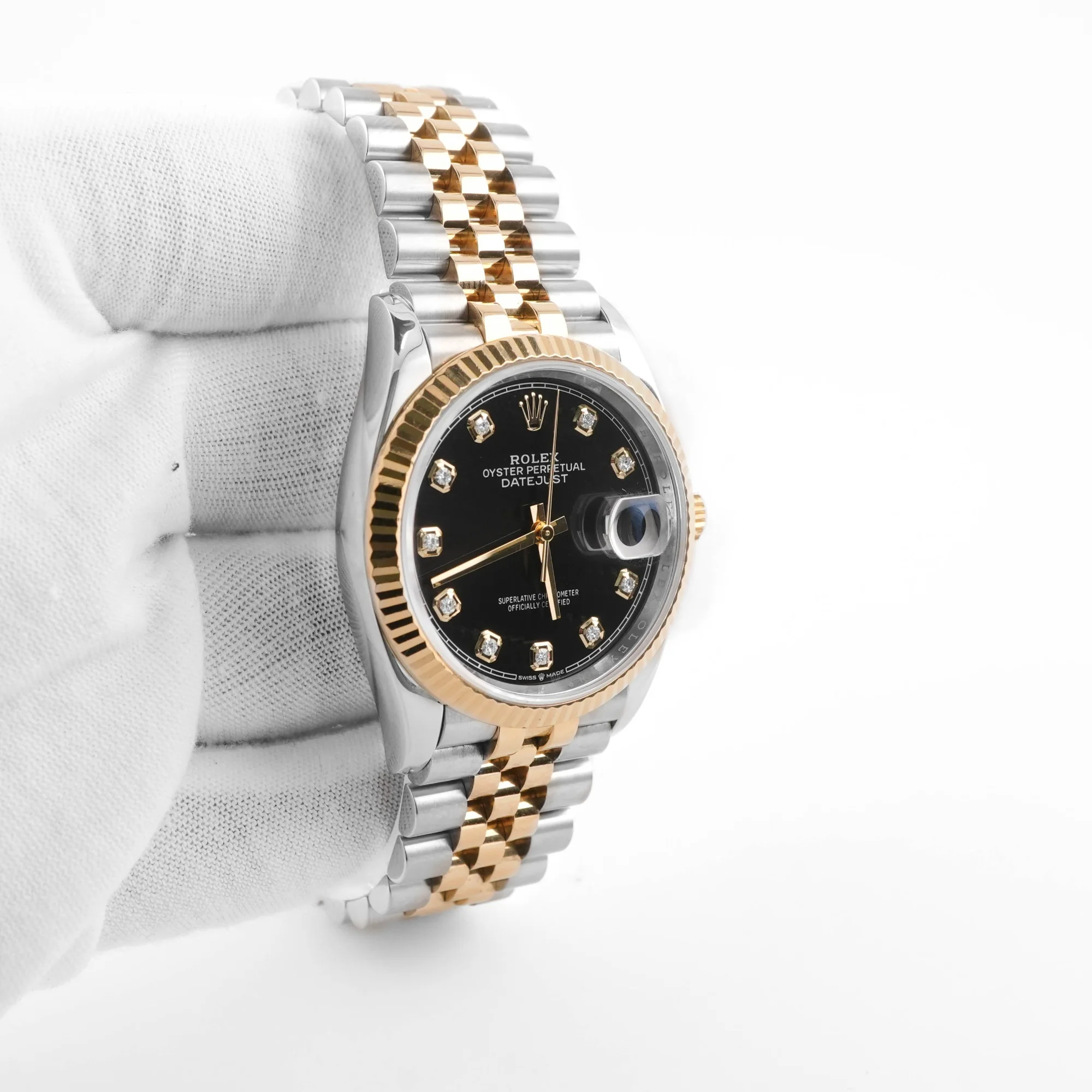 Rolex 126233 Datejust 36 mm Fluted Bezel Black Diamond Dial Jubilee Bracelet Box and Papers 2020 - Image 4