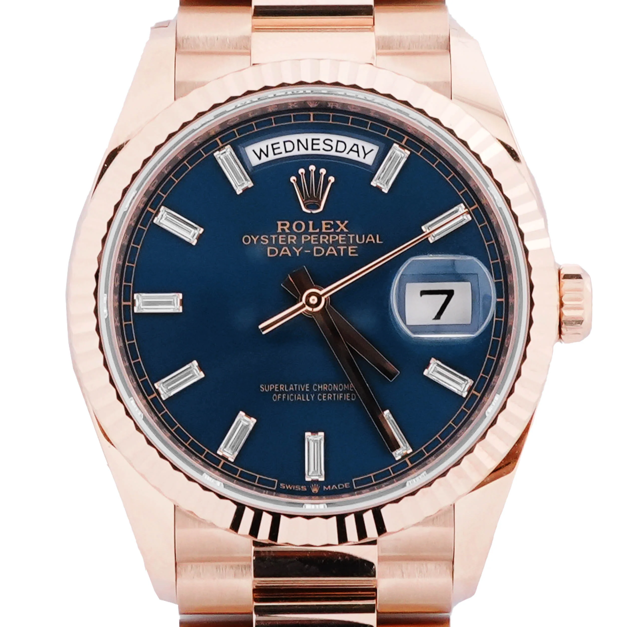 Rolex 128235 Day-Date 36 mm 18K Rose Gold Blue Dial President Bracelet Box and Papers 2026 - Image 3
