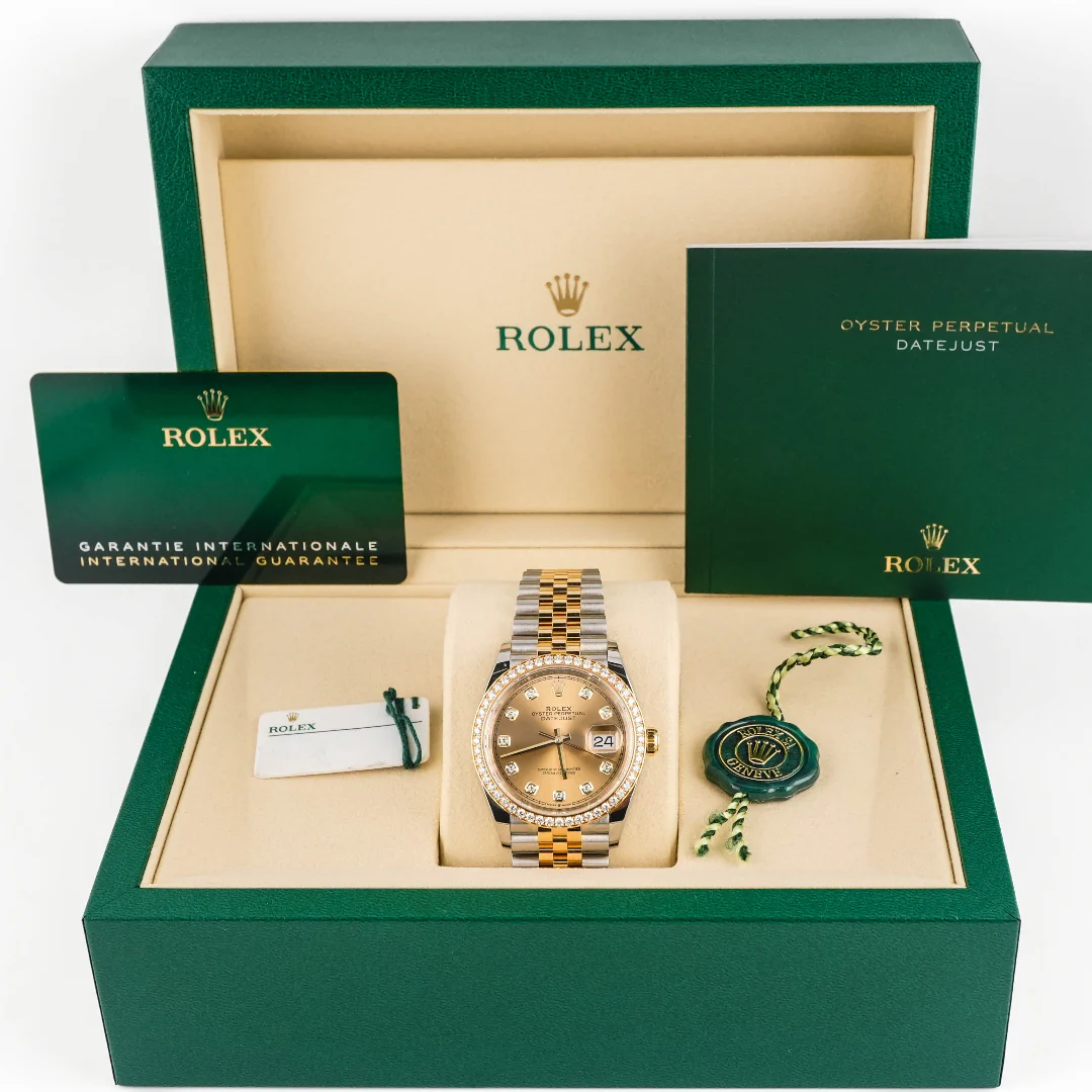 Rolex 126283RBR Datejust 36 mm Champagne Diamond Dial Jubilee Bracelet Box and Papers 2026 - Image 2