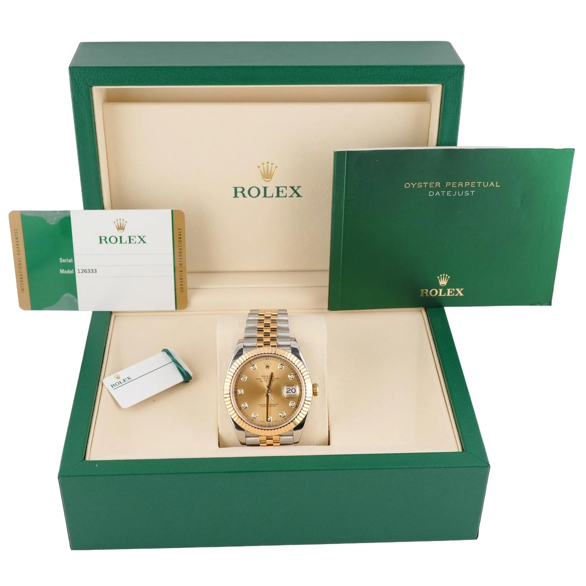 Rolex 126333 Datejust 41 mm Fluted Bezel Champagne Diamond Dial Jubilee Bracelet Box and Papers 2017 - Image 2