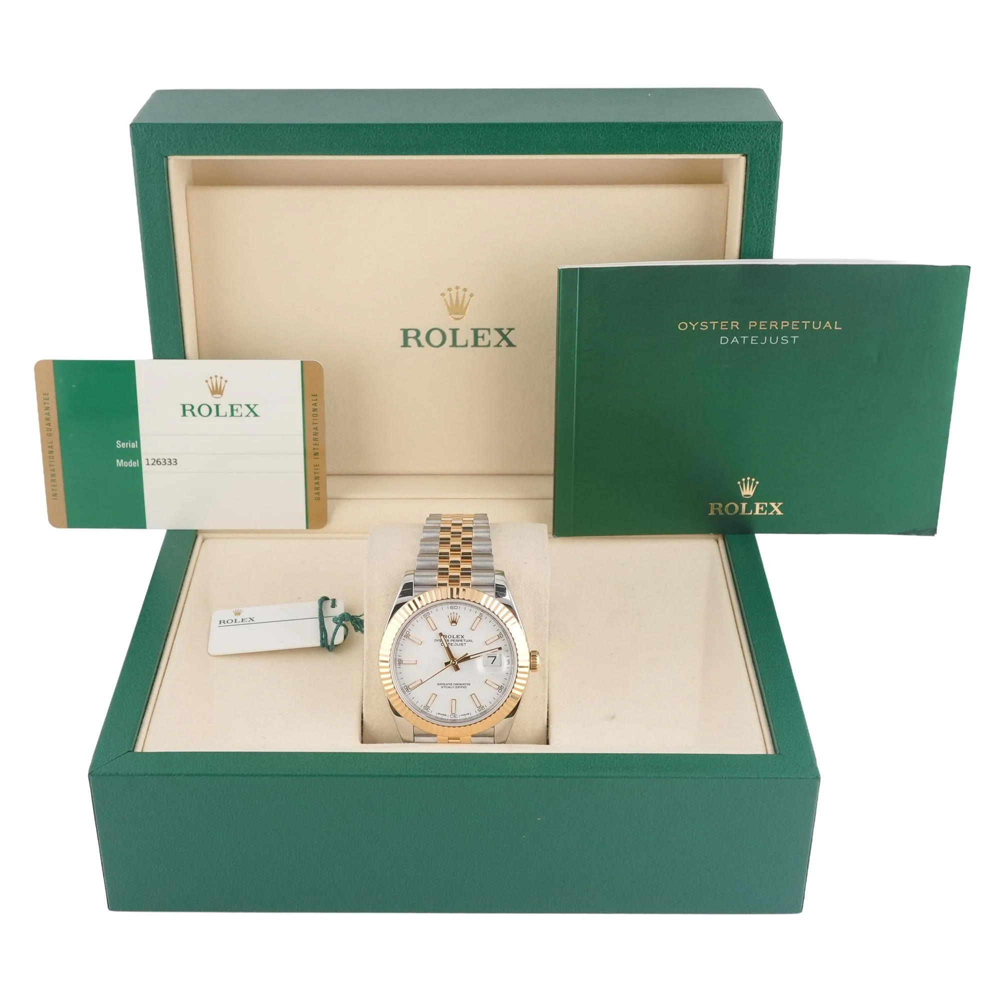 Rolex 126333 Datejust 41 mm Fluted Bezel White Index Dial Jubilee Bracelet Box and Papers 2018 - Image 2