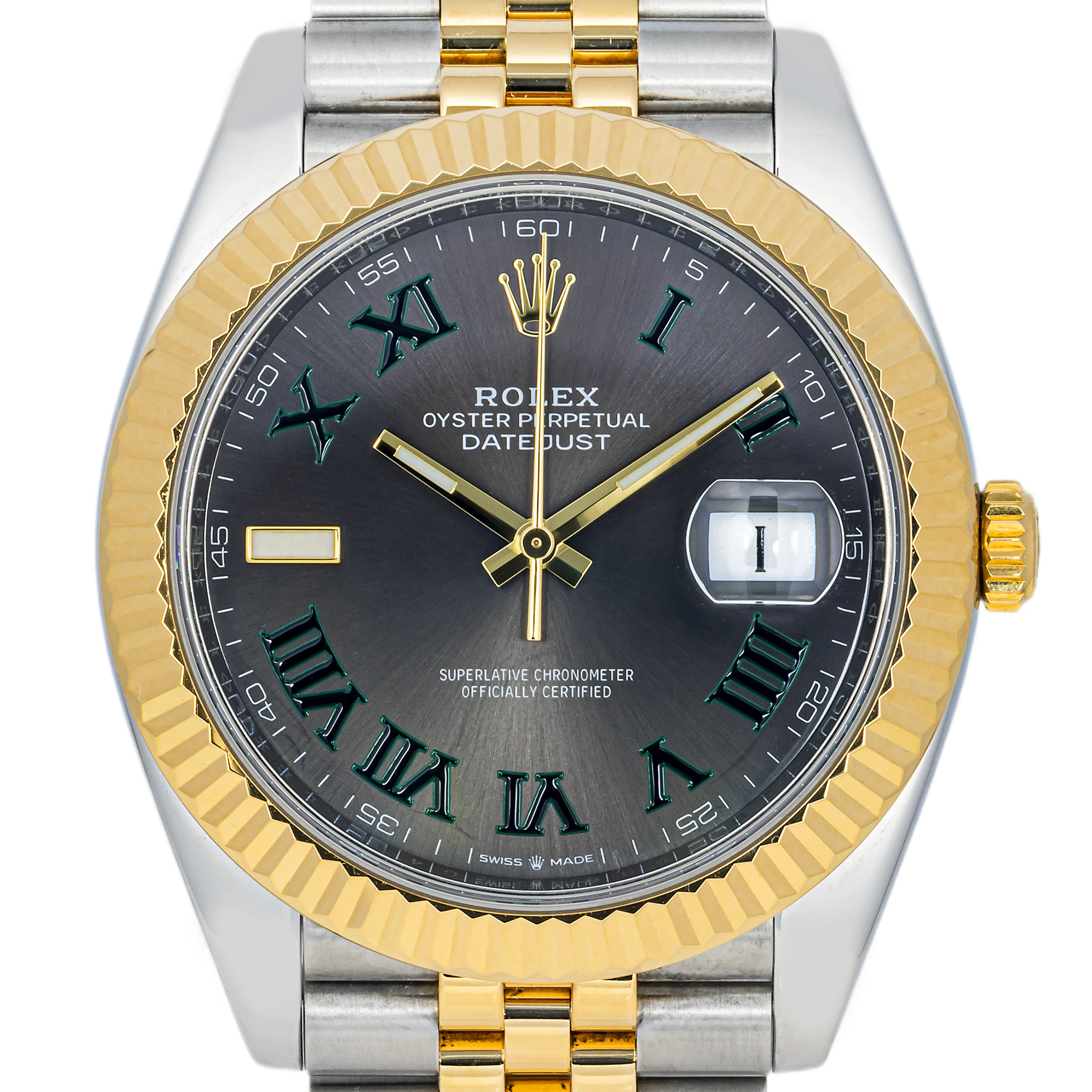 Rolex 126333 Datejust 41 mm Fluted Bezel Wimbledon Dial Jubilee Bracelet Box and Papers 2020 - Image 3