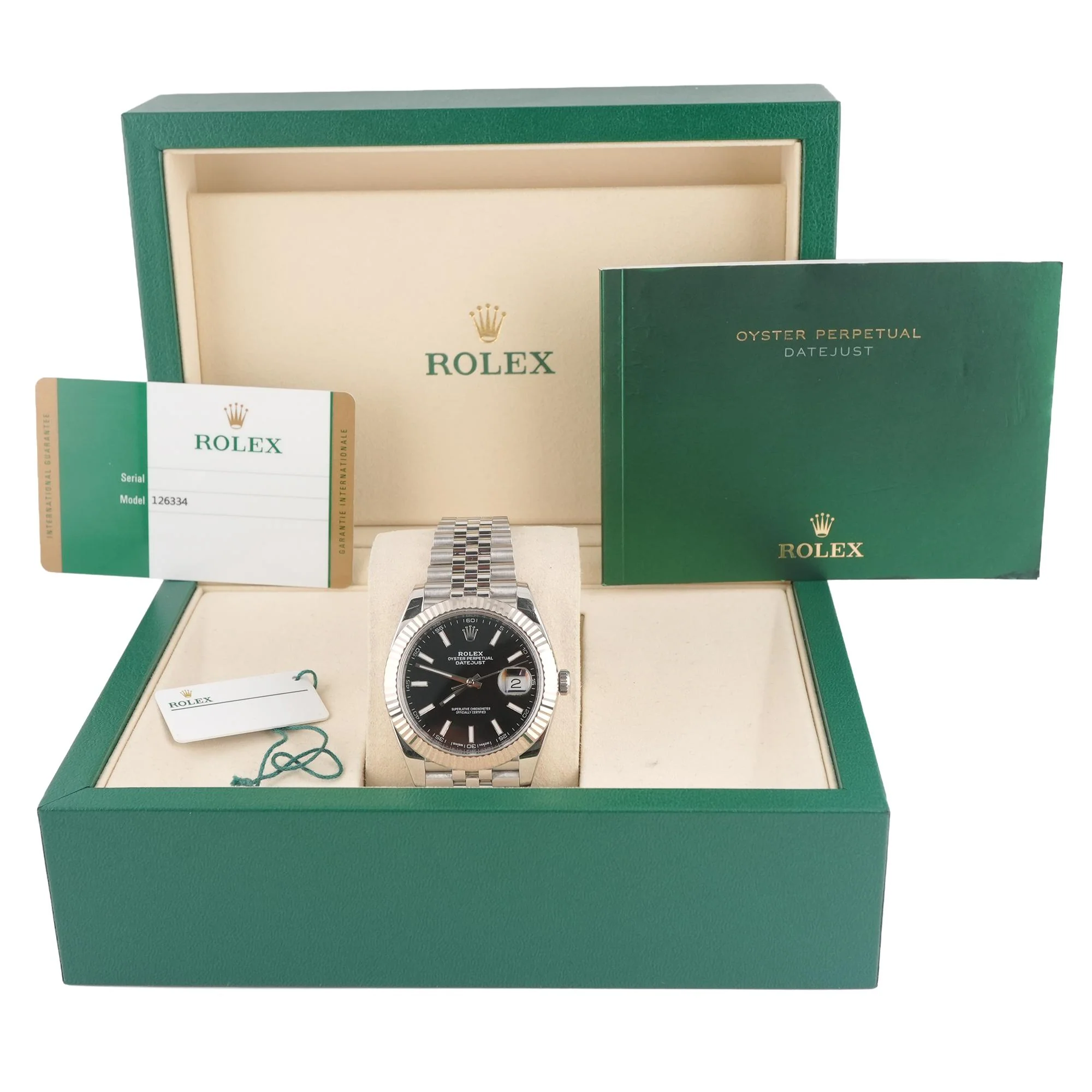 Rolex 126334 Datejust 41 mm Fluted Bezel Black Index Dial Jubilee Bracelet Box and Papers 2017 - Image 2