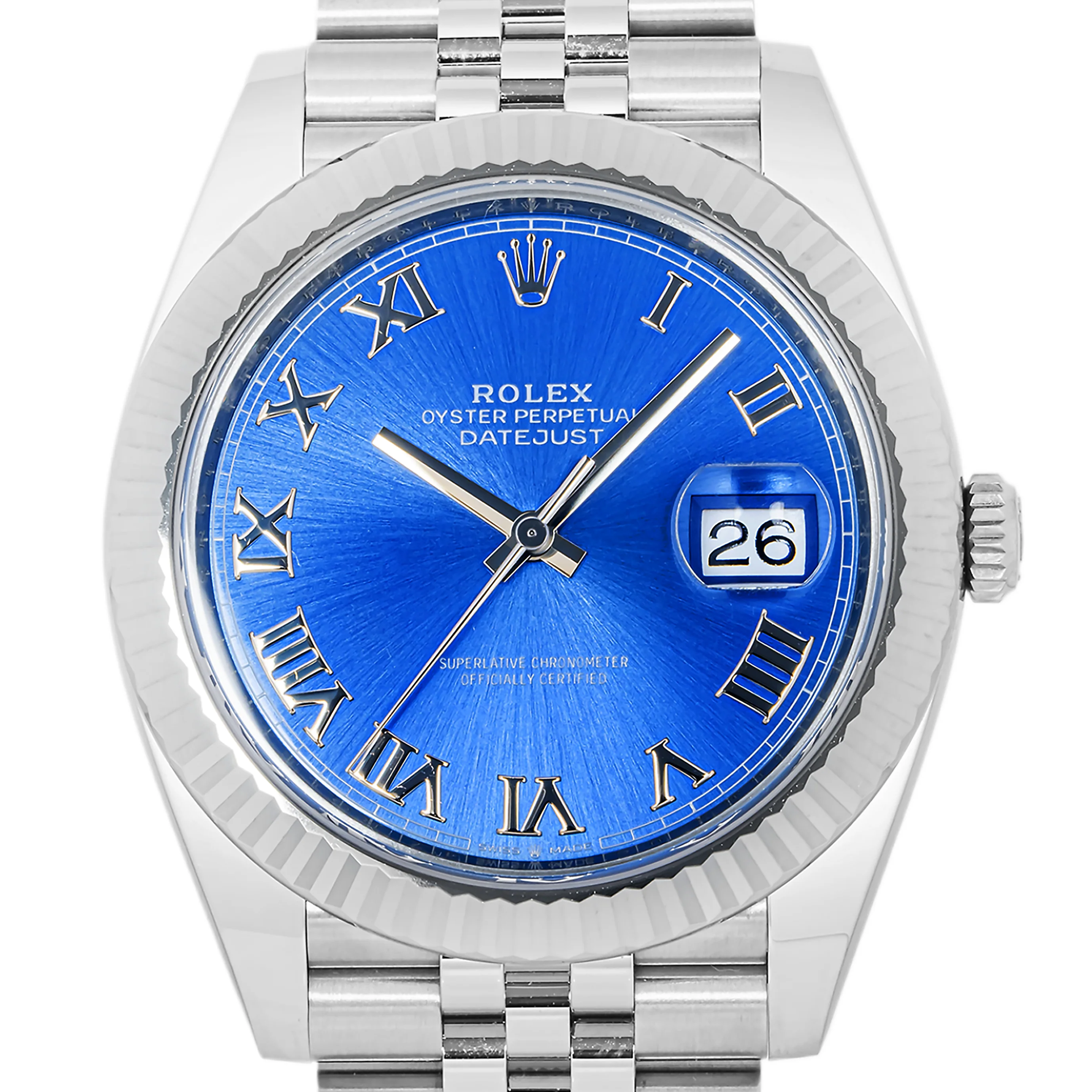 Rolex 126334 Datejust 41 mm Fluted Bezel Blue Roman Dial Jubilee Bracelet Box and Papers 2025 - Image 3