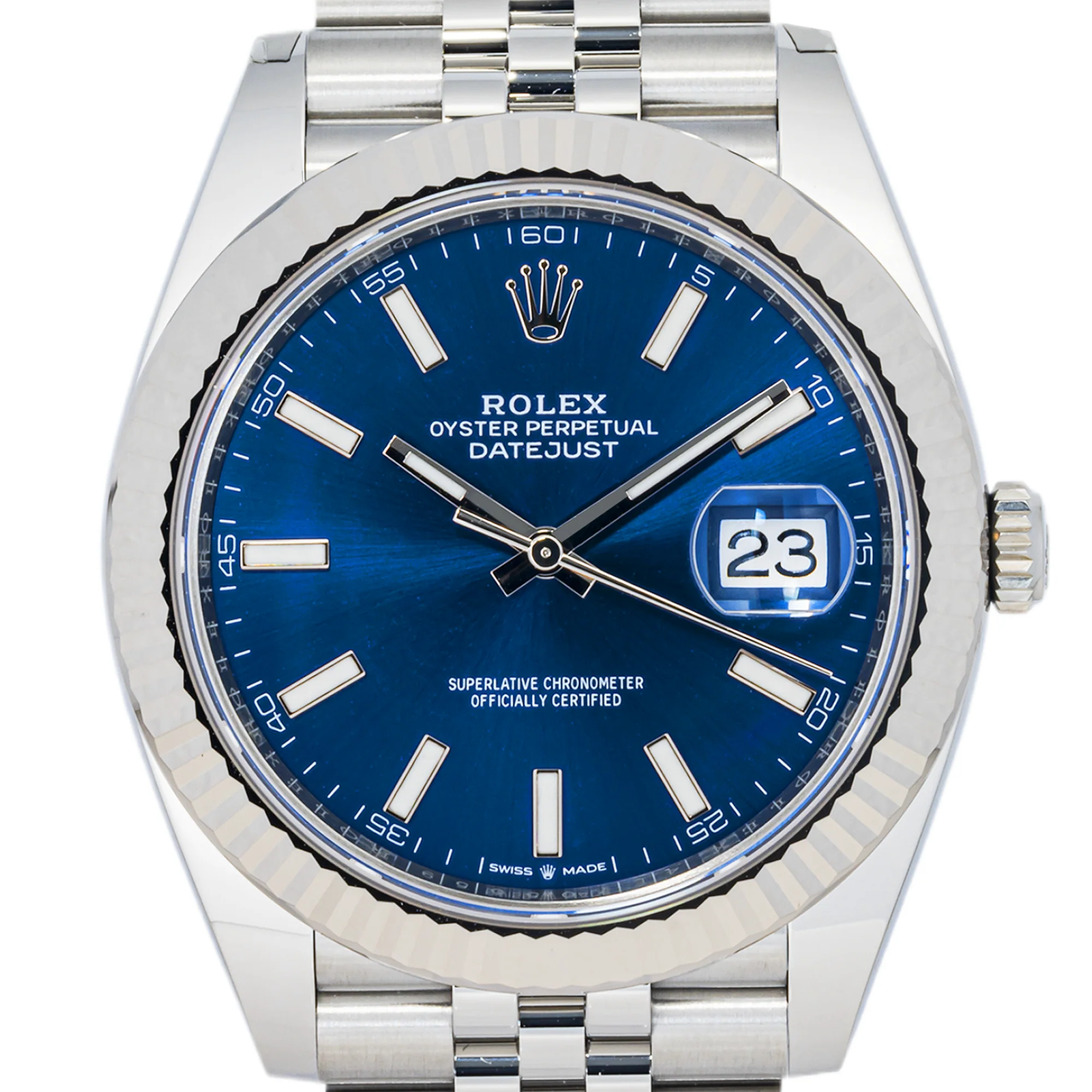 Rolex 126334 Datejust 41mm Fluted Bezel Blue Index Dial Jubilee Bracelet Box and Papers 2026 - Image 3