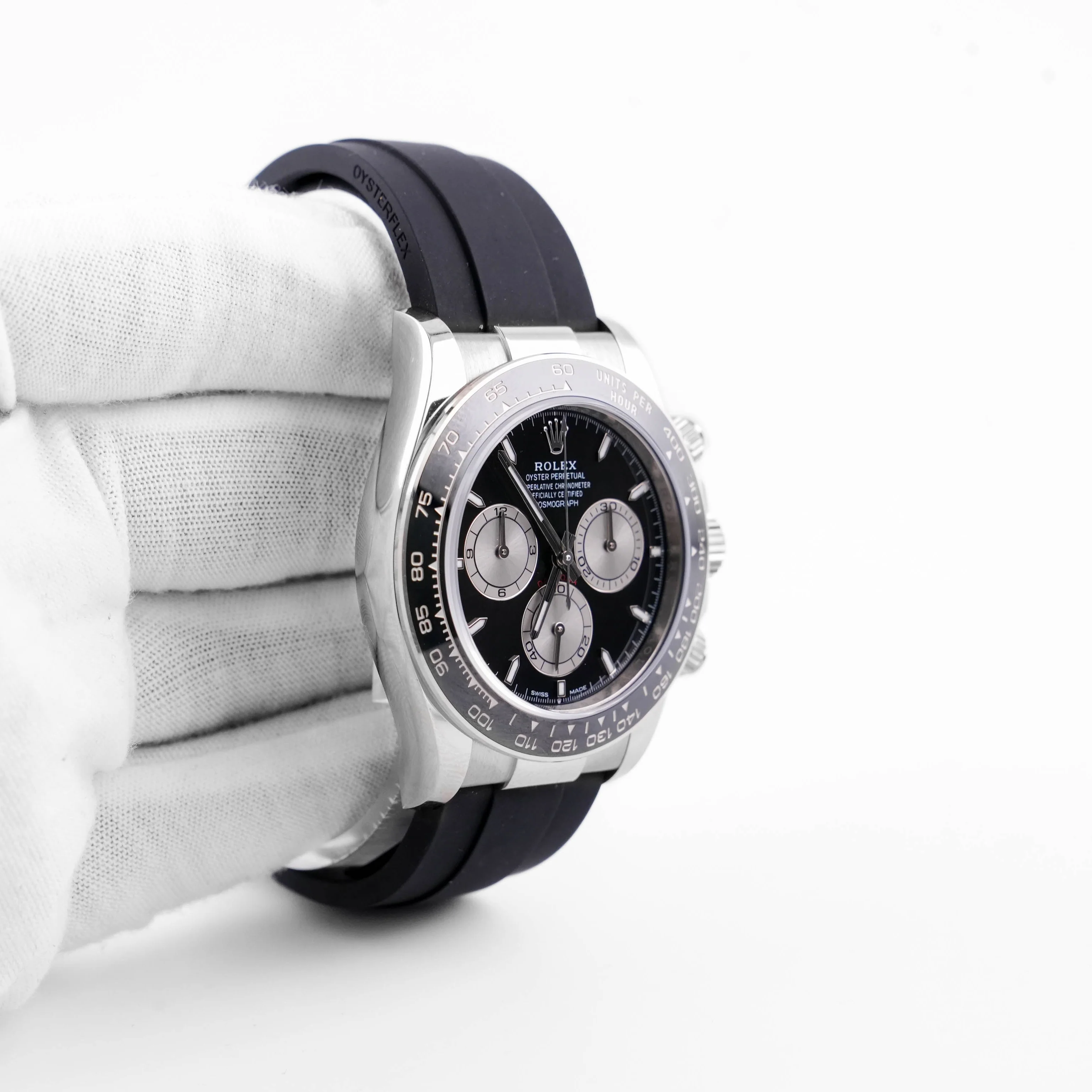 Rolex 126519LN Daytona 18K White Gold Black Index Dial Oysterflex Bracelet Box and Papers 2025 - Image 4
