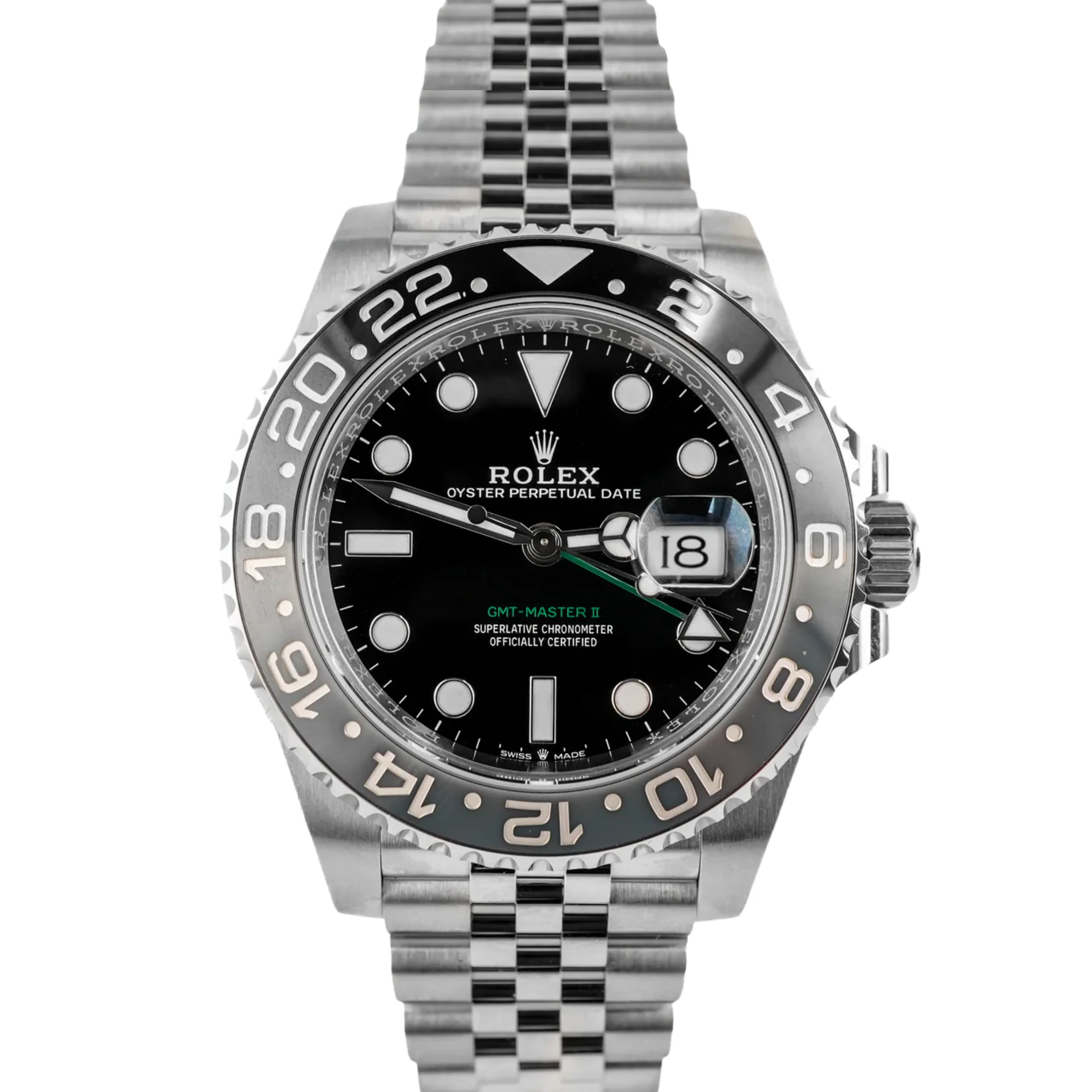Rolex 126710GRNR GMT-Master II 40 mm Bruce Wayne Black Dial Jubilee Bracelet Box and Papers 2026