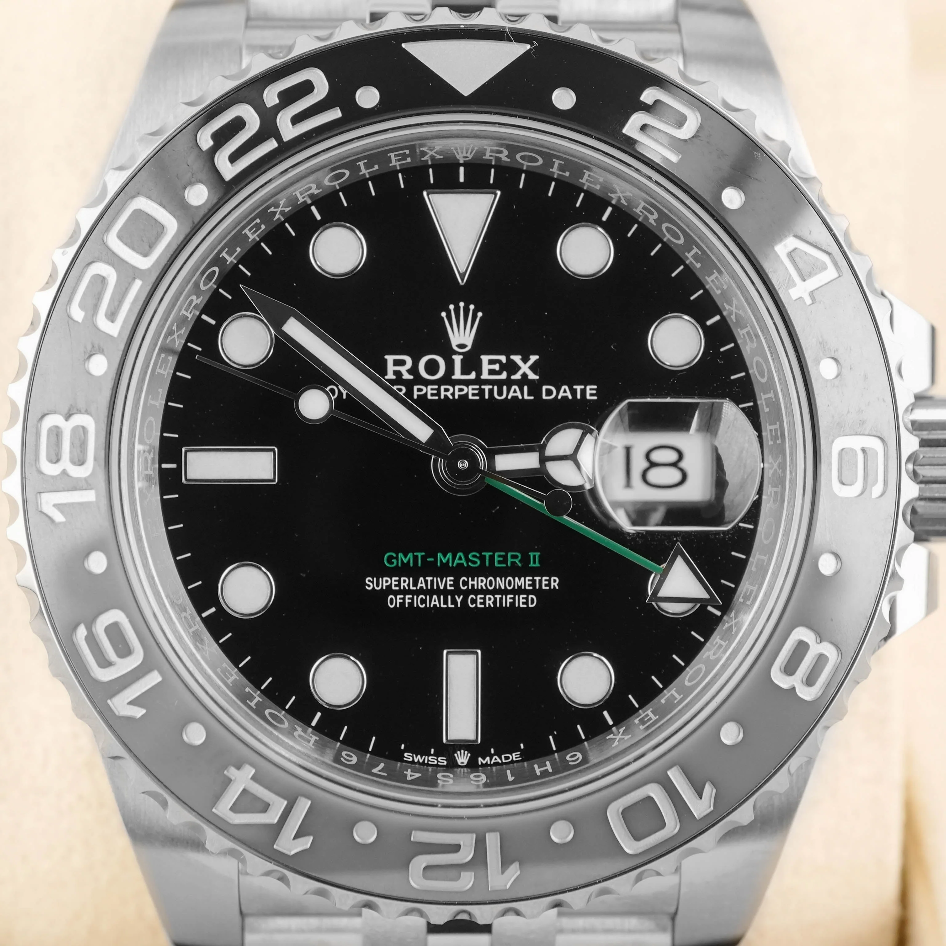 Rolex 126710GRNR GMT-Master II 40 mm Bruce Wayne Black Dial Jubilee Bracelet Box and Papers 2026 - Image 3