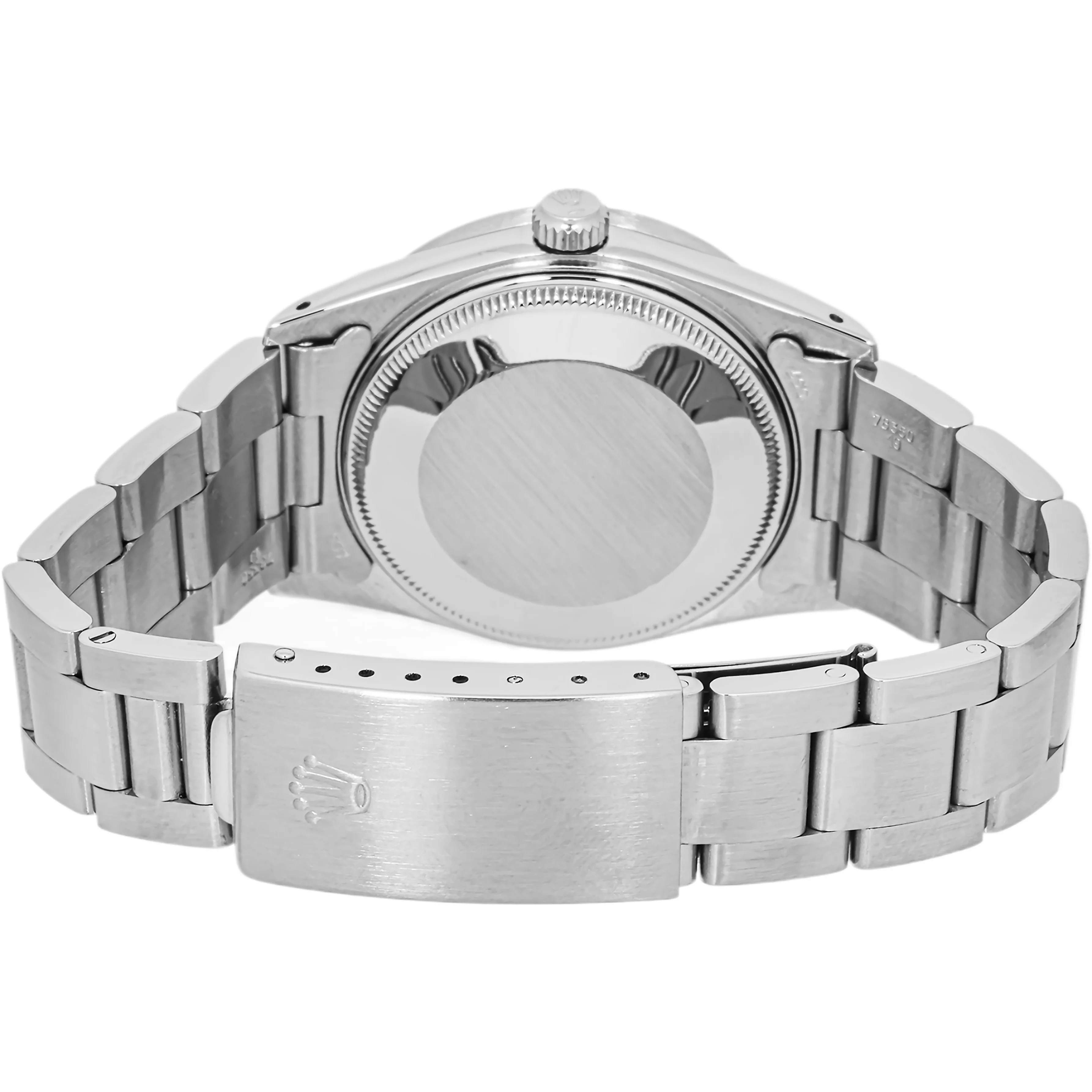 Rolex 15010 Oyster Perpetual Date 34 mm Engine Turned Bezel Silver Index Dial Oyster Bracelet 1982 - Image 3