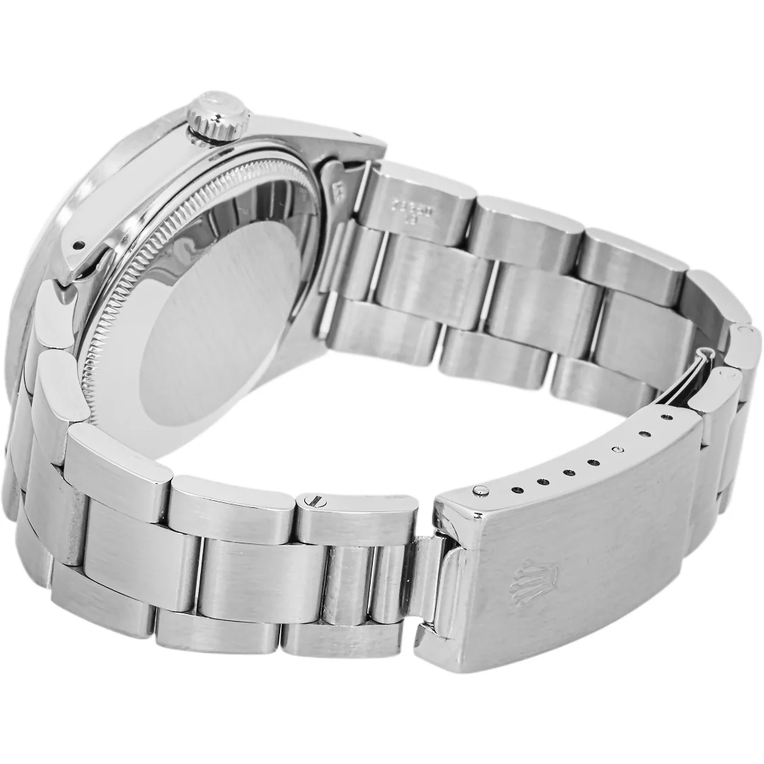 Rolex 15010 Oyster Perpetual Date 34 mm Engine Turned Bezel Silver Index Dial Oyster Bracelet 1982 - Image 7