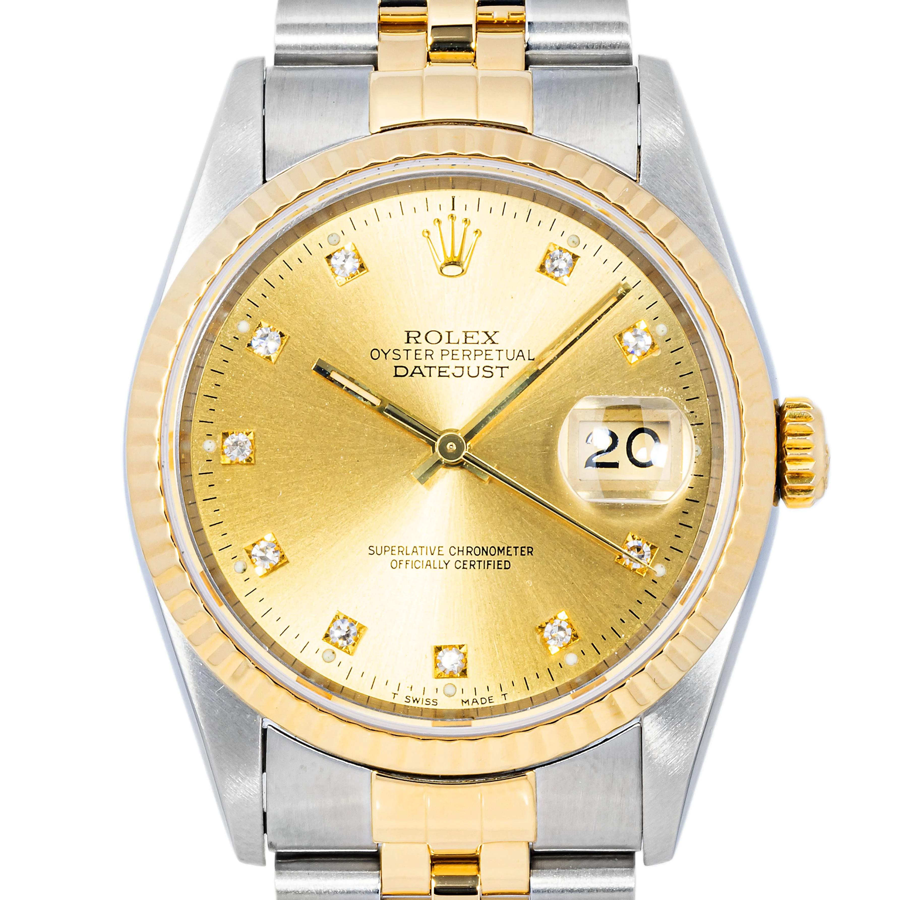 Rolex 16233 Datejust 36 mm Fluted Bezel Champagne Diamond Dial Jubilee Bracelet Box 1994 - Image 3