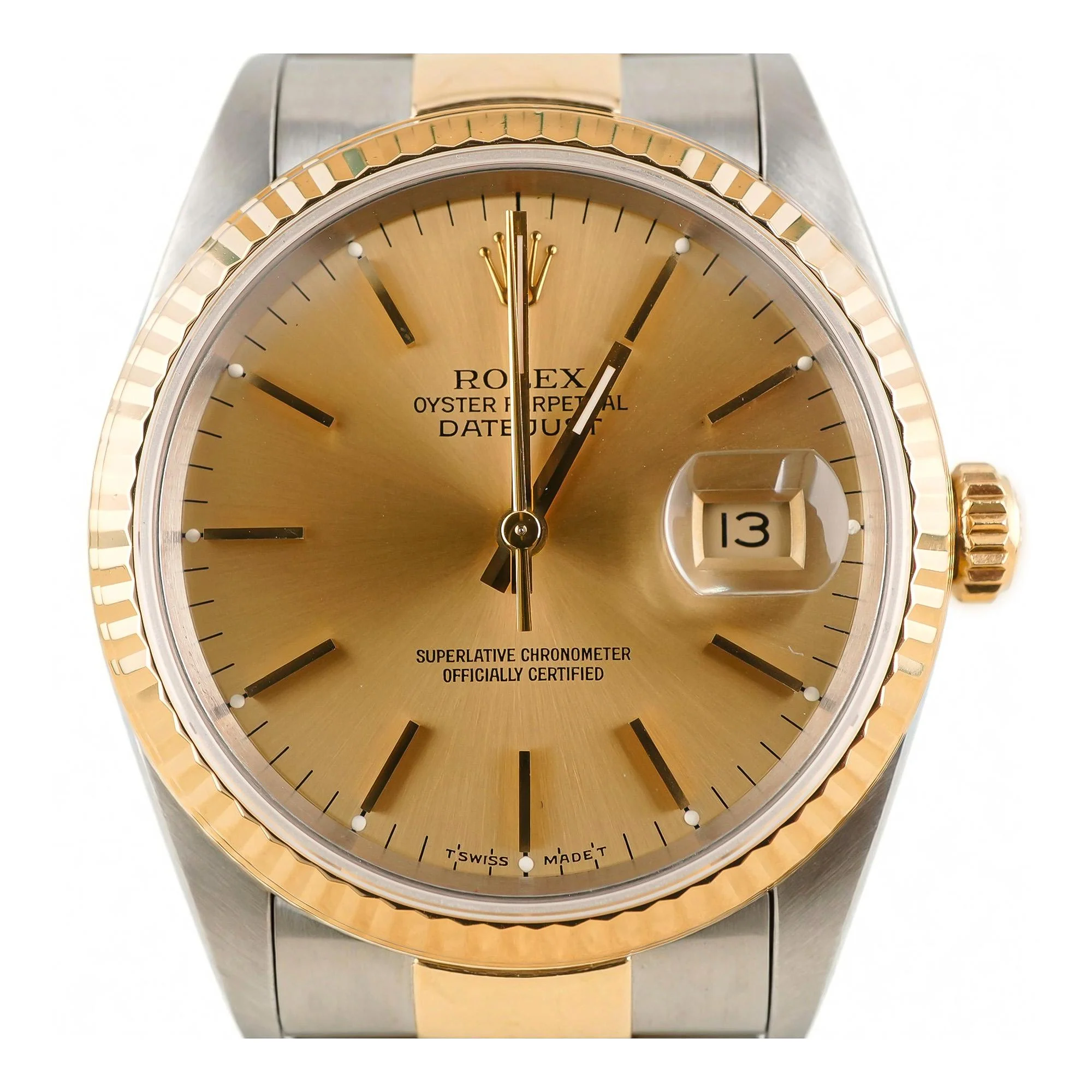 Rolex 16233 Datejust 36 mm Fluted Bezel Champagne Index Dial Jubilee Bracelet Box and Papers 1995 - Image 3
