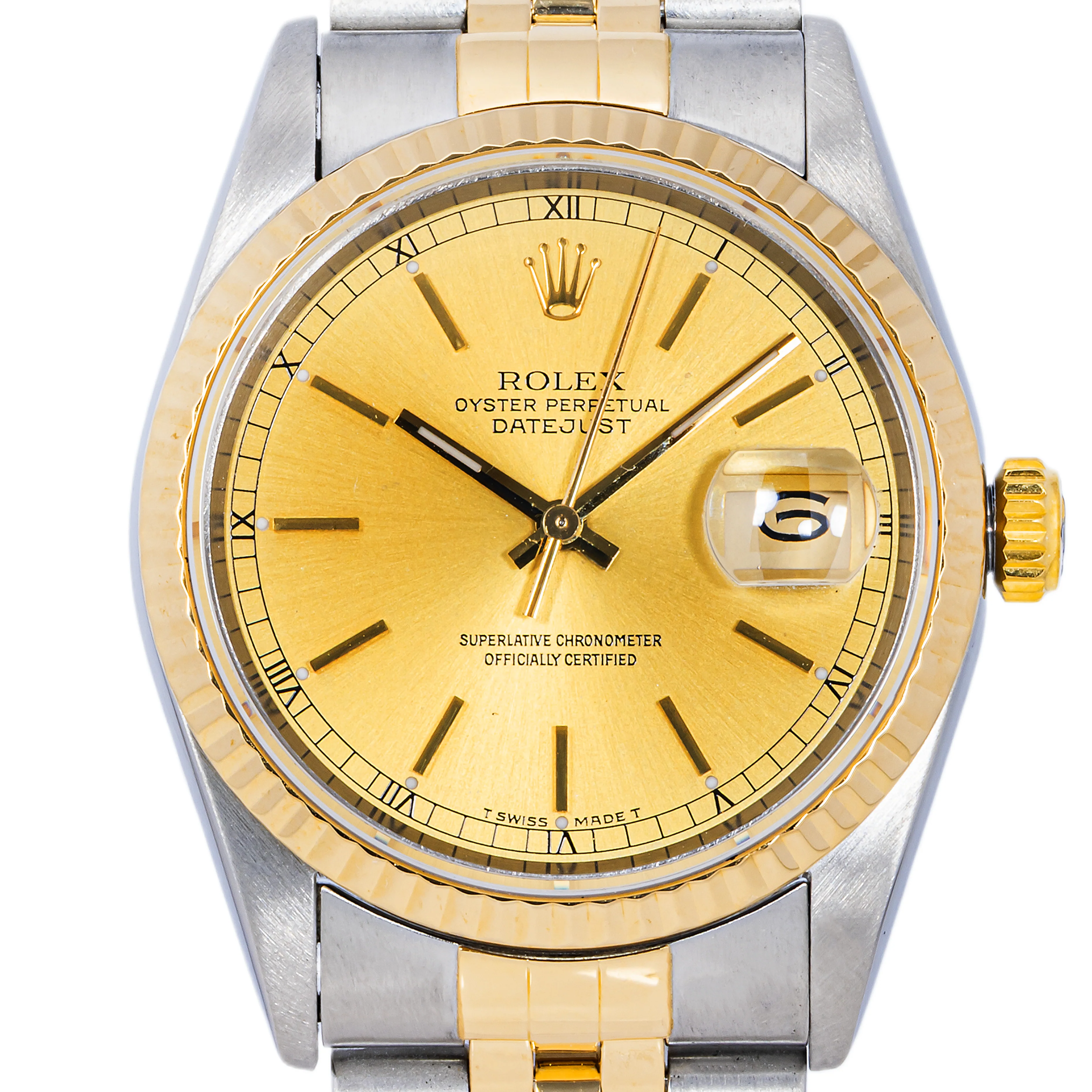 Rolex Datejust 36mm 16233 Fluted Bezel Champagne Dial Jubilee Bracelet Box & Papers 1995 - Image 3