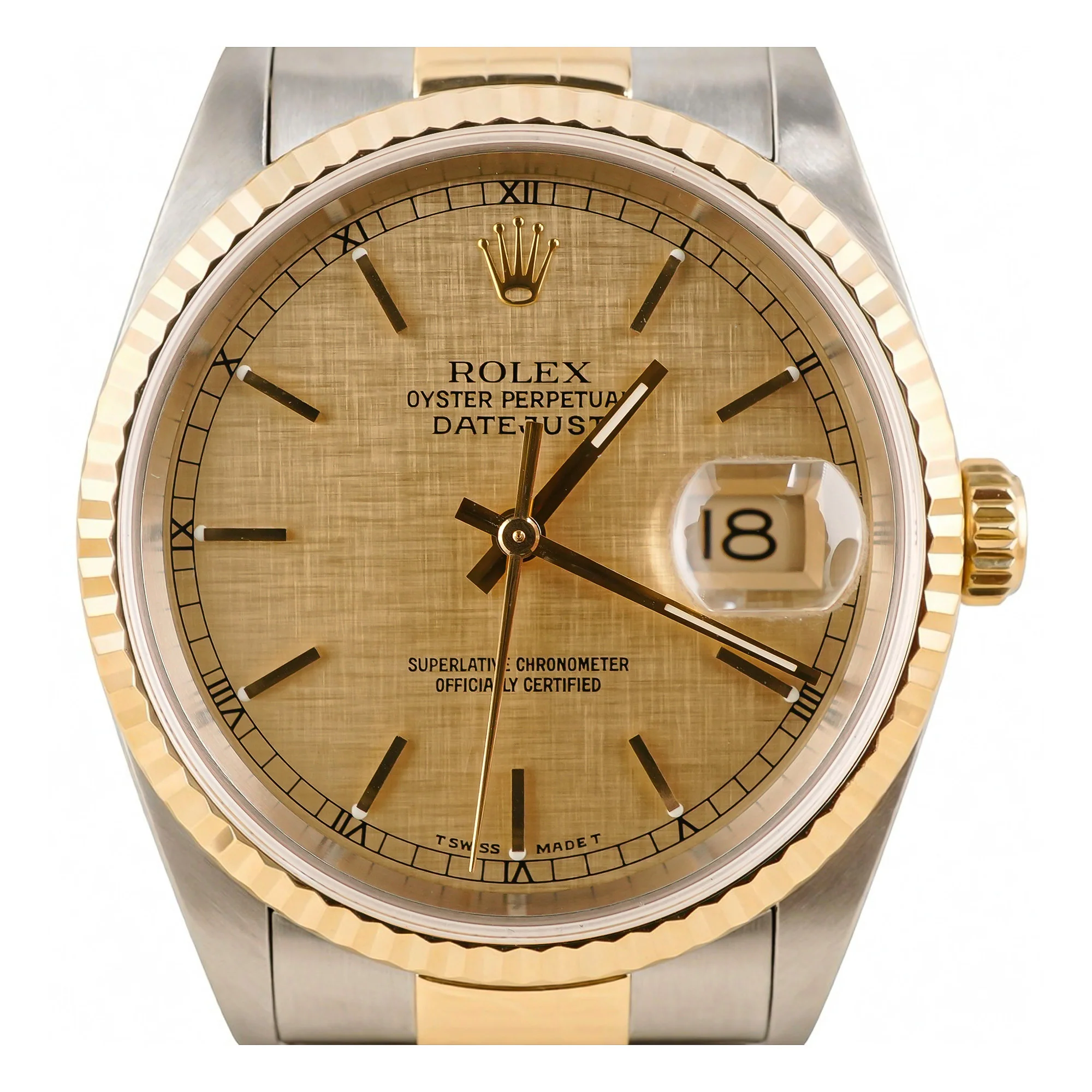 Rolex 16233 Datejust 36 mm Fluted Bezel Champagne Linen Dial Jubilee Bracelet Box and Papers 2004 - Image 3