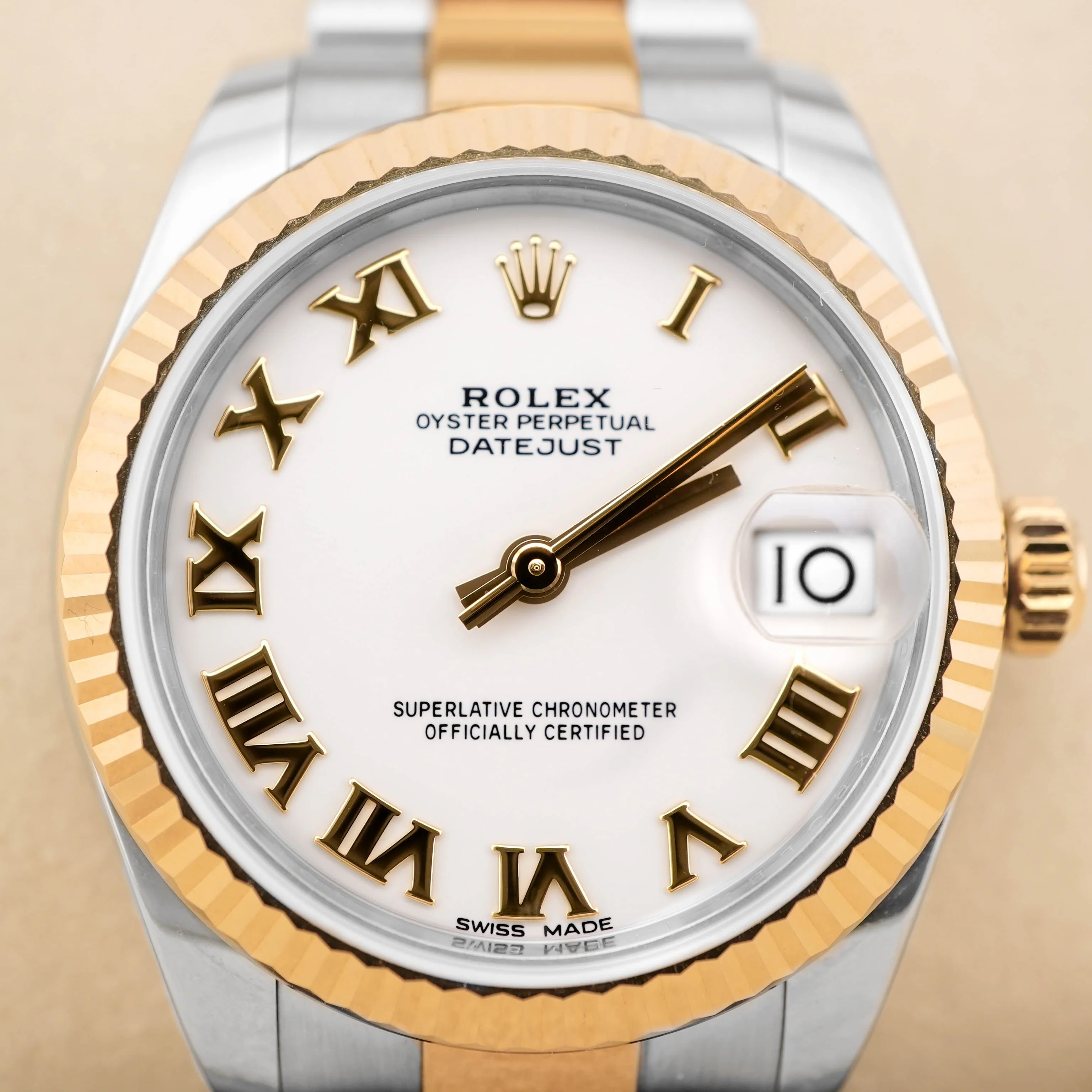 Rolex 178273 Datejust 31 mm Fluted Bezel White Roman Dial Oyster Bracelet Box and Papers 2018 - Image 3