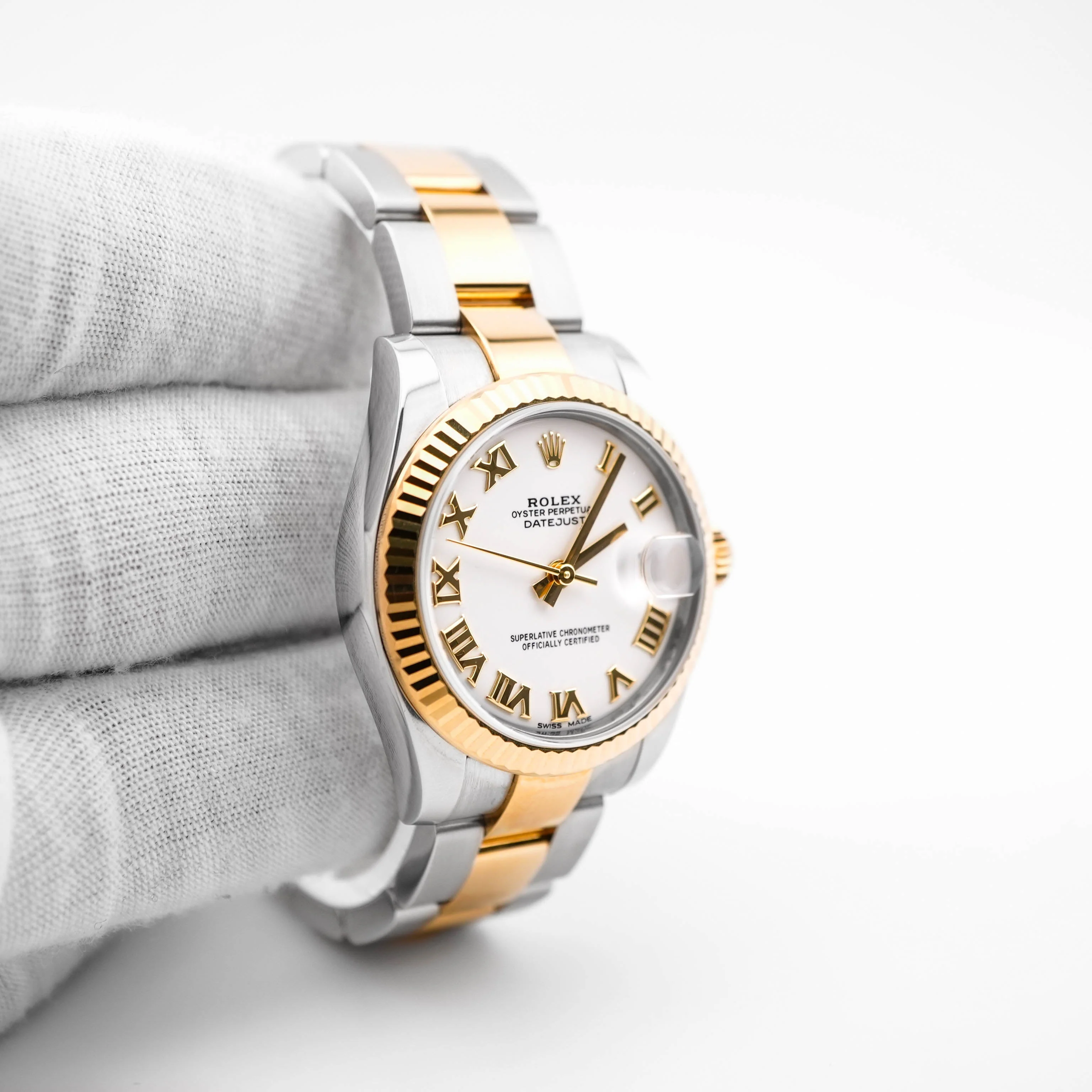 Rolex 178273 Datejust 31 mm Fluted Bezel White Roman Dial Oyster Bracelet Box and Papers 2018 - Image 4