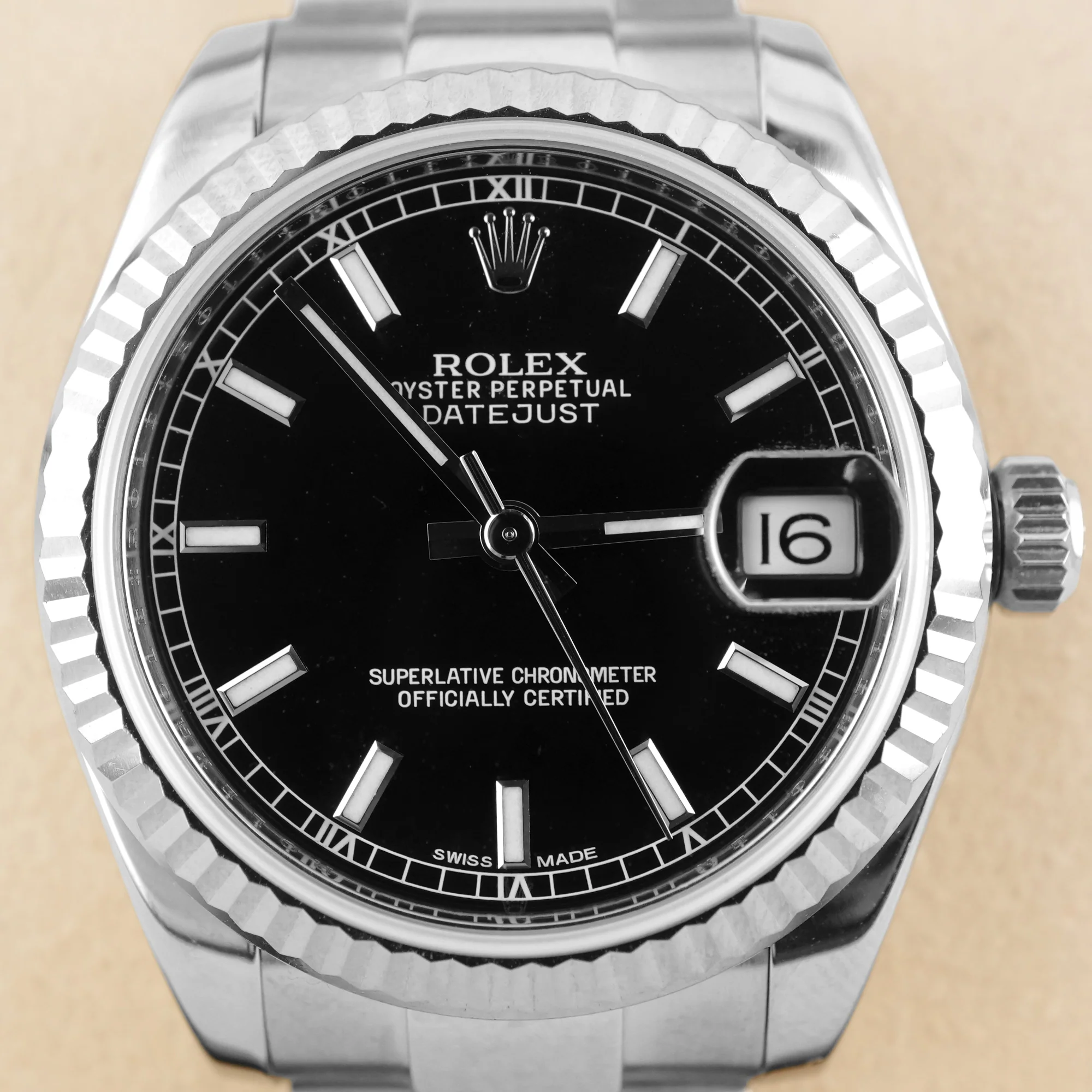 Rolex 178274 Datejust 31 mm Fluted Bezel Black Index Dial Oyster Bracelet Box and Papers 2014 - Image 3