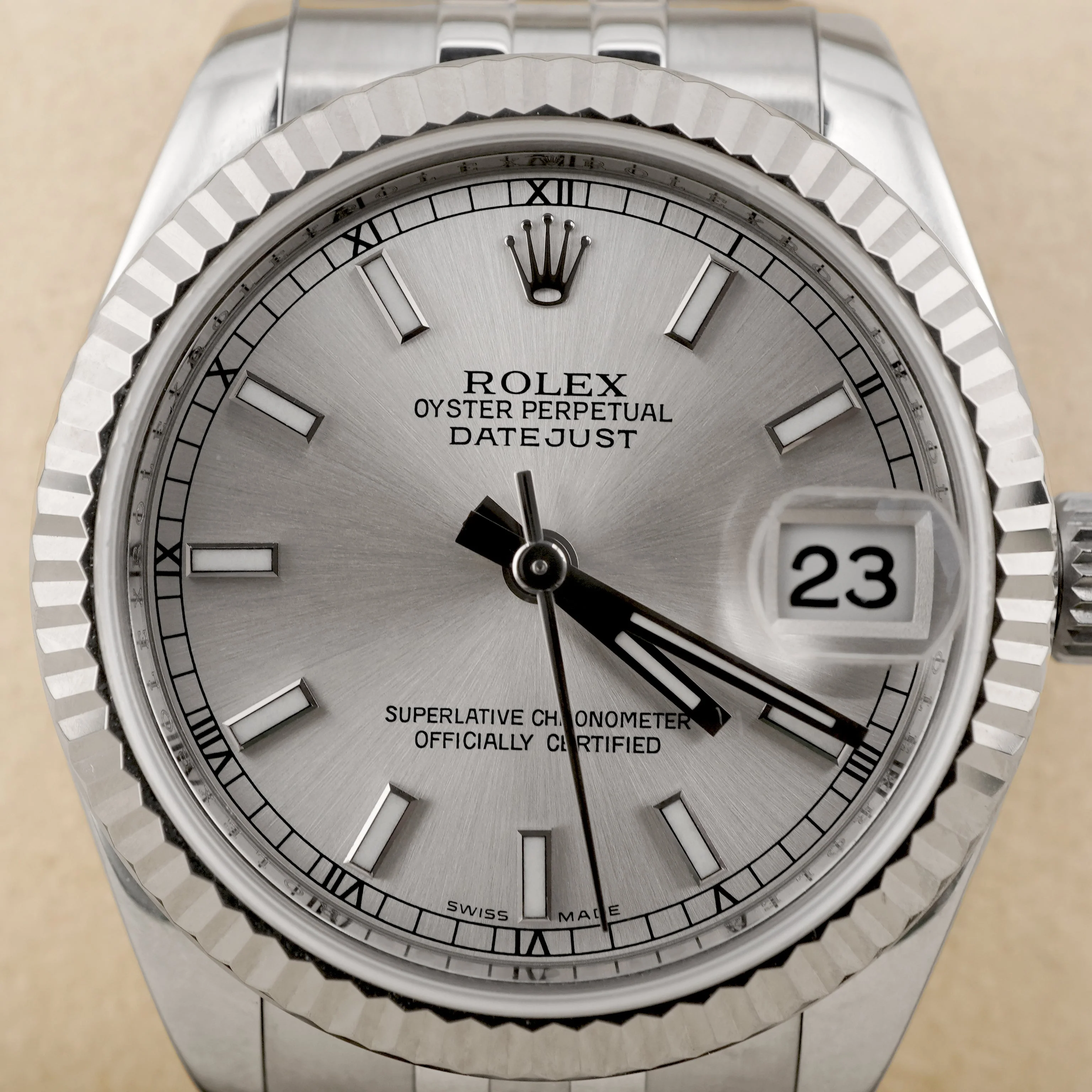 Rolex 178274 Datejust 31 mm Fluted Bezel Silver Index Dial Jubilee Bracelet Box and Papers 2010 - Image 3