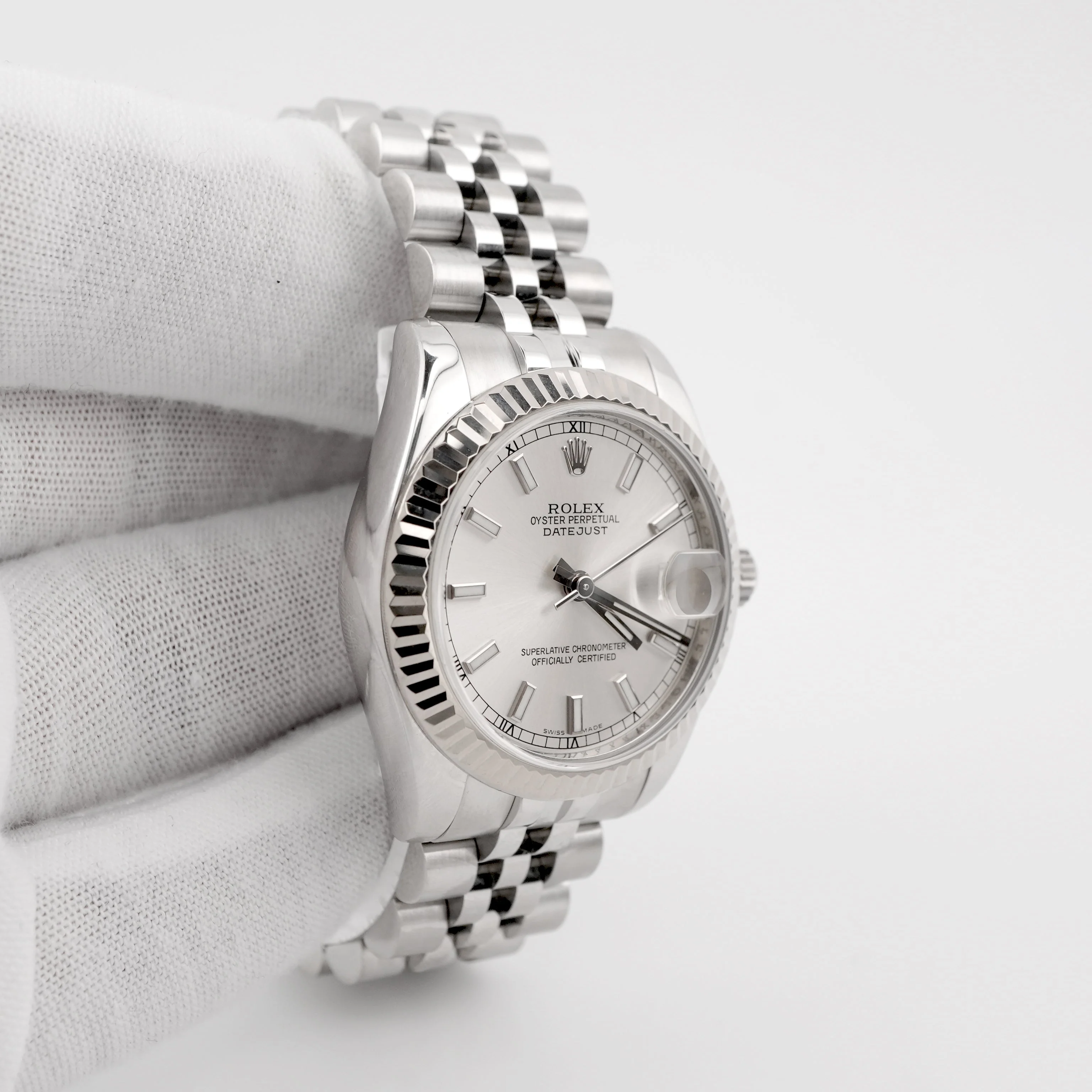 Rolex 178274 Datejust 31 mm Fluted Bezel Silver Index Dial Jubilee Bracelet Box and Papers 2010 - Image 4