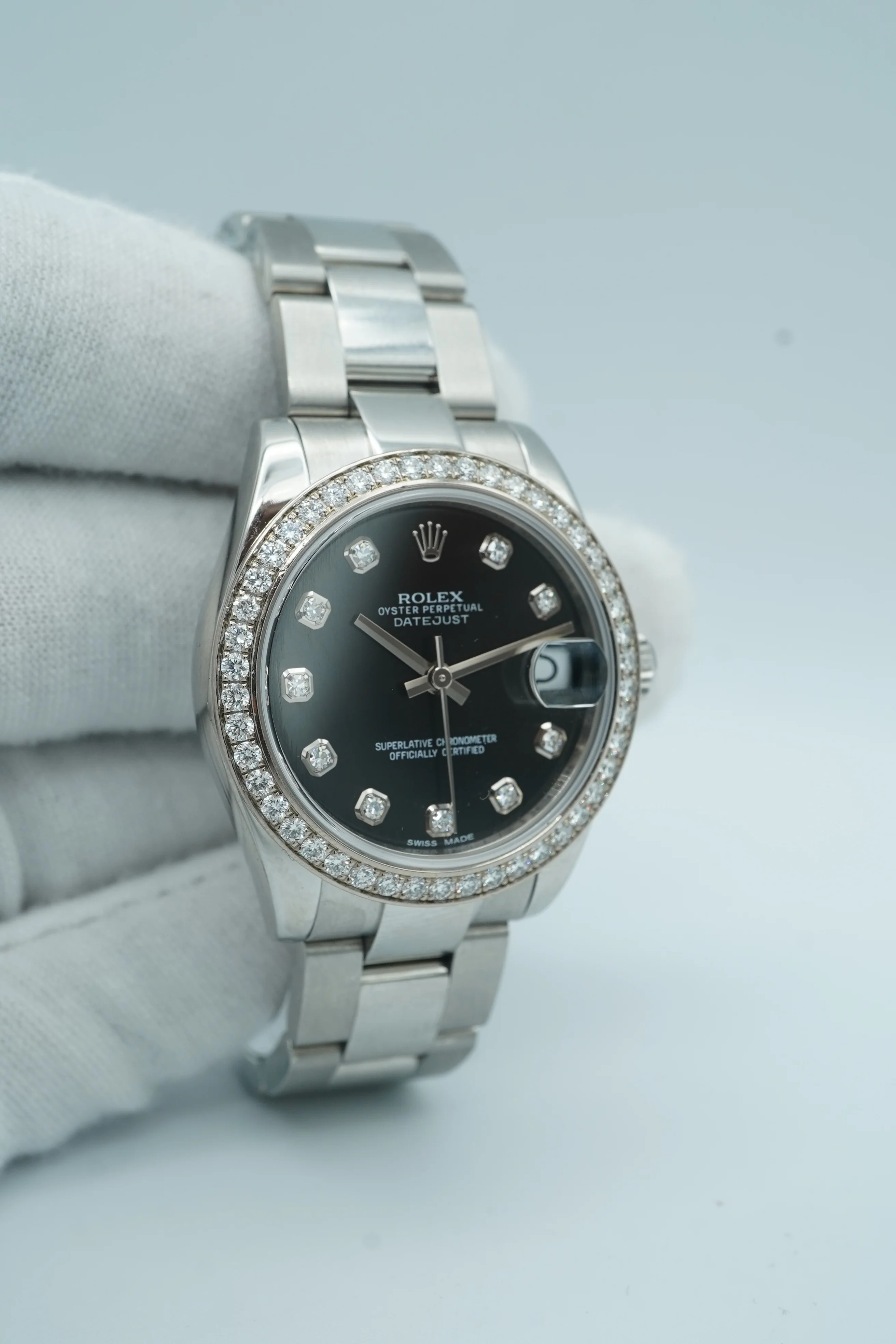 Rolex 178384 Datejust 31 mm 18K White Gold Factory Diamonds Bezel Diamond Dial Oyster Bracelet 2014 - Image 5