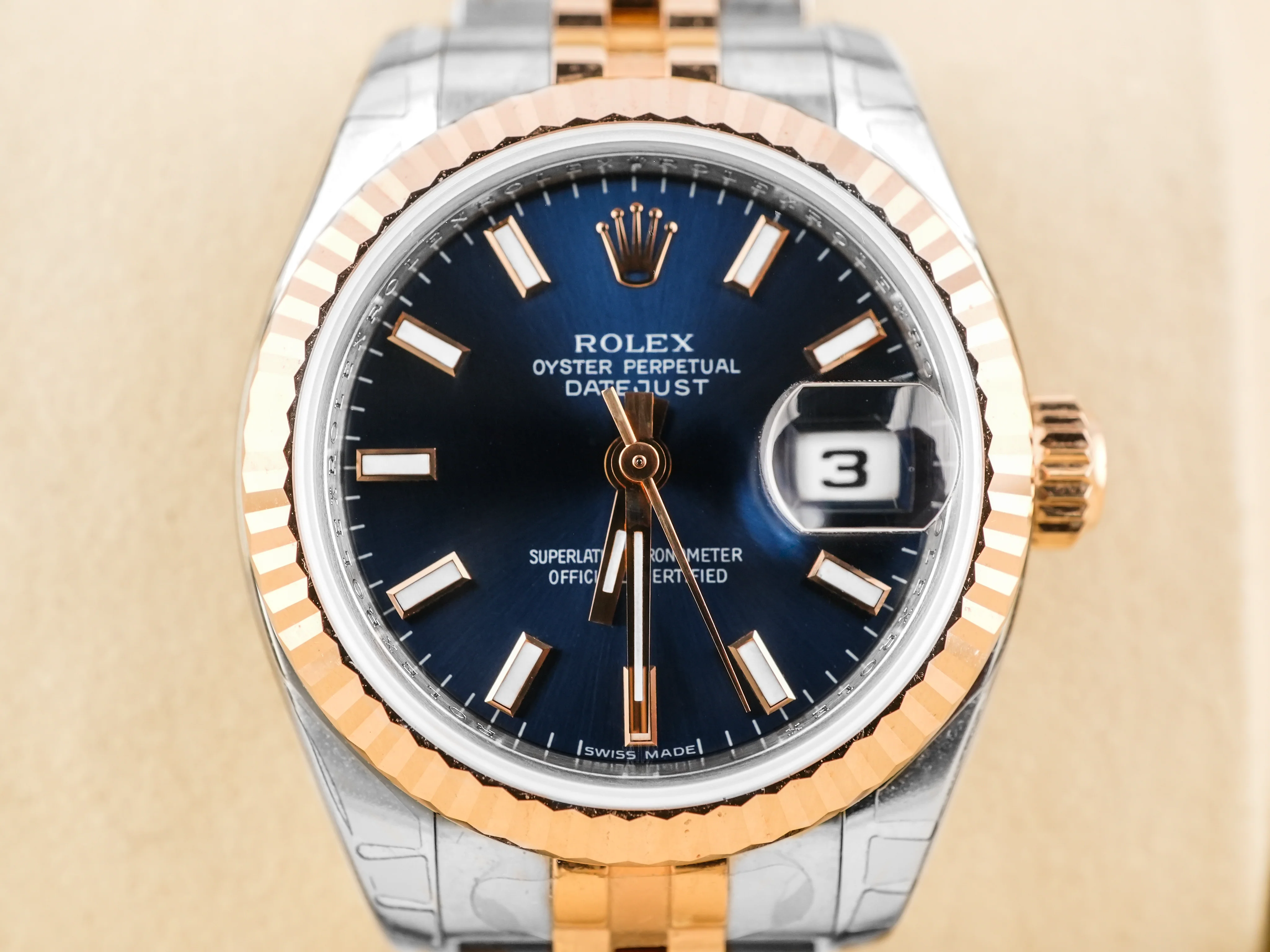 Rolex 179171 Lady-Datejust 26 mm Fluted Bezel Blue Dial Jubilee Bracelet Box and Papers 2010 - Image 3