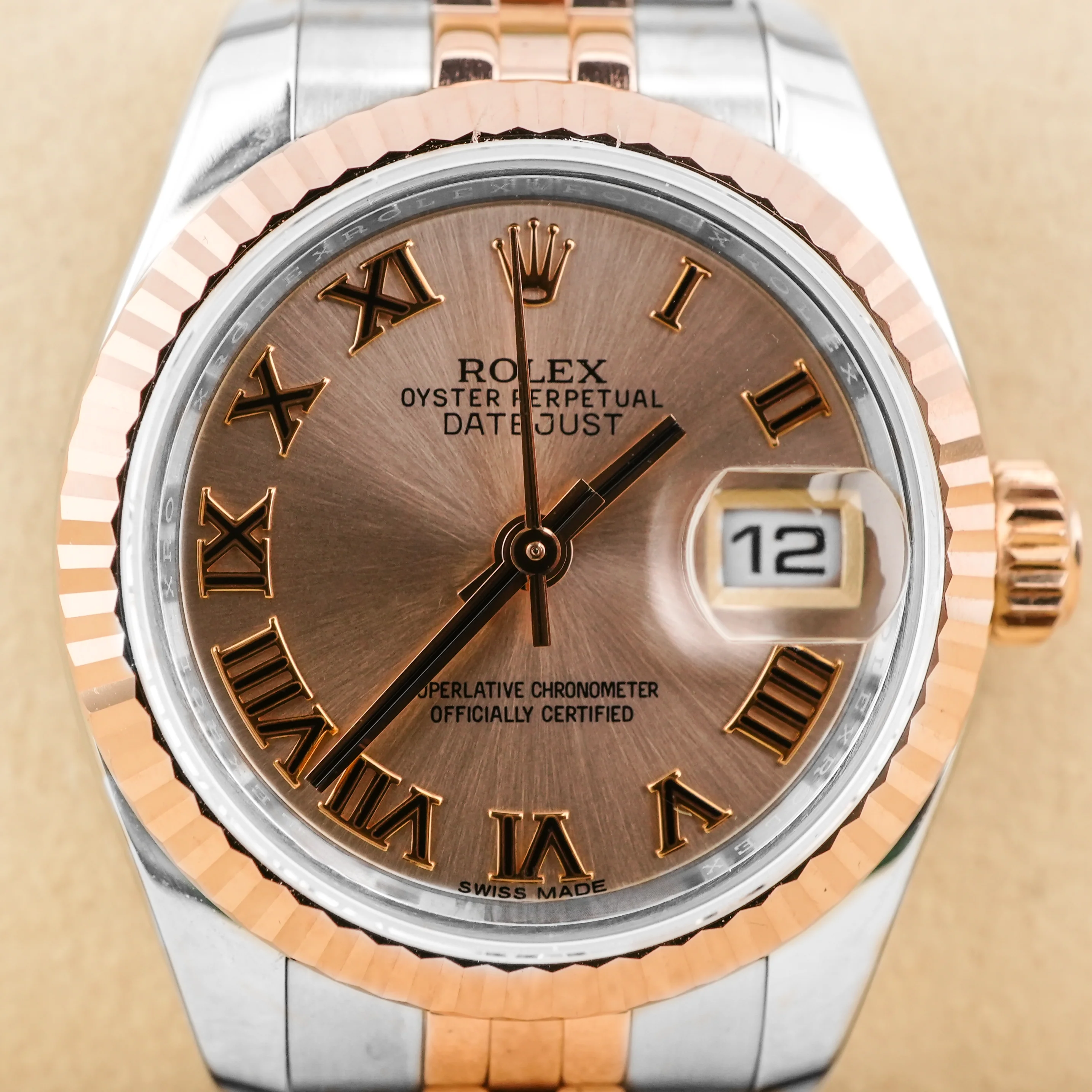 Rolex 179171 Lady-Datejust 26mm 18k Rose Gold Pink Roman Dial Jubilee Bracelet Box and Papers 2012 - Image 3
