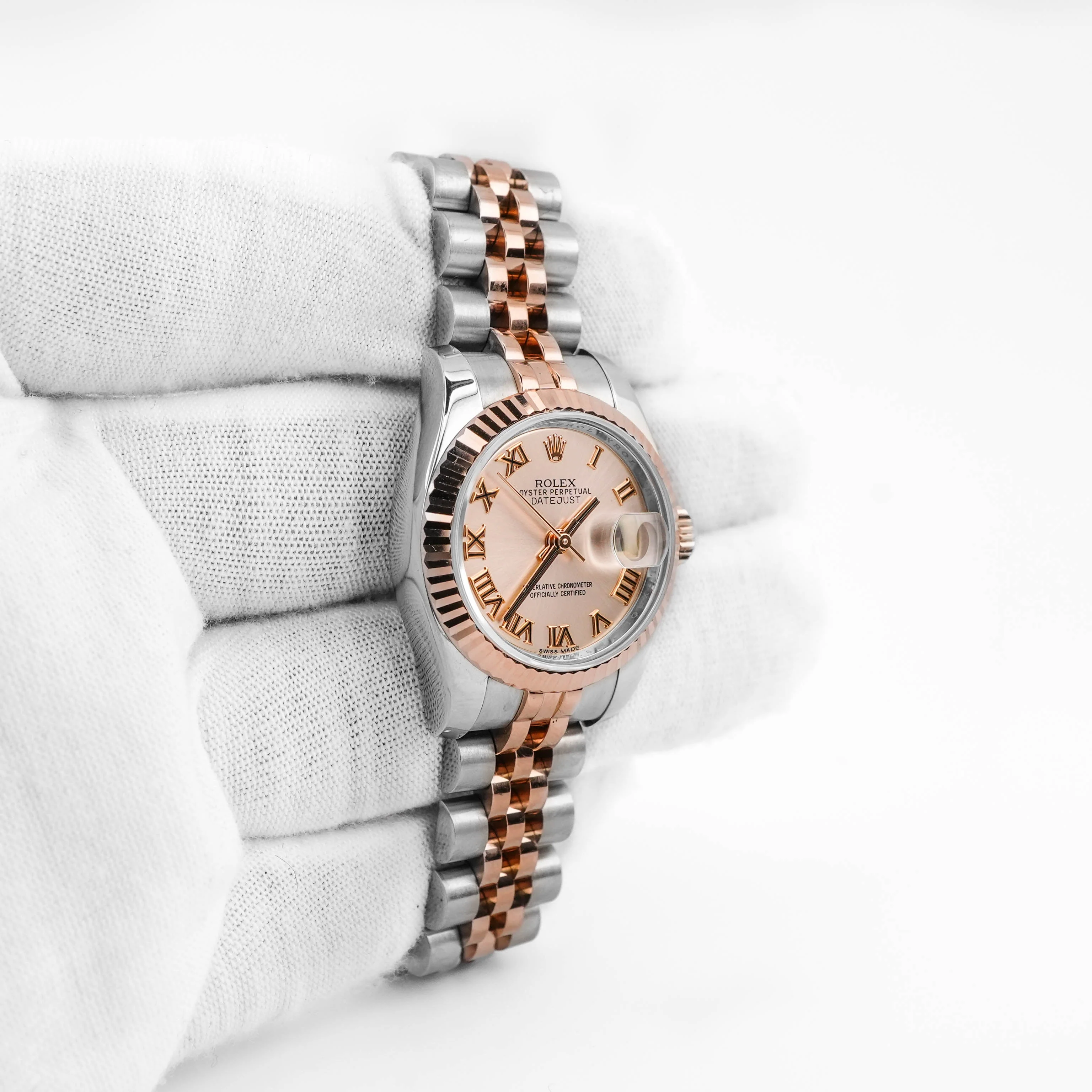 Rolex 179171 Lady-Datejust 26mm 18k Rose Gold Pink Roman Dial Jubilee Bracelet Box and Papers 2012 - Image 4
