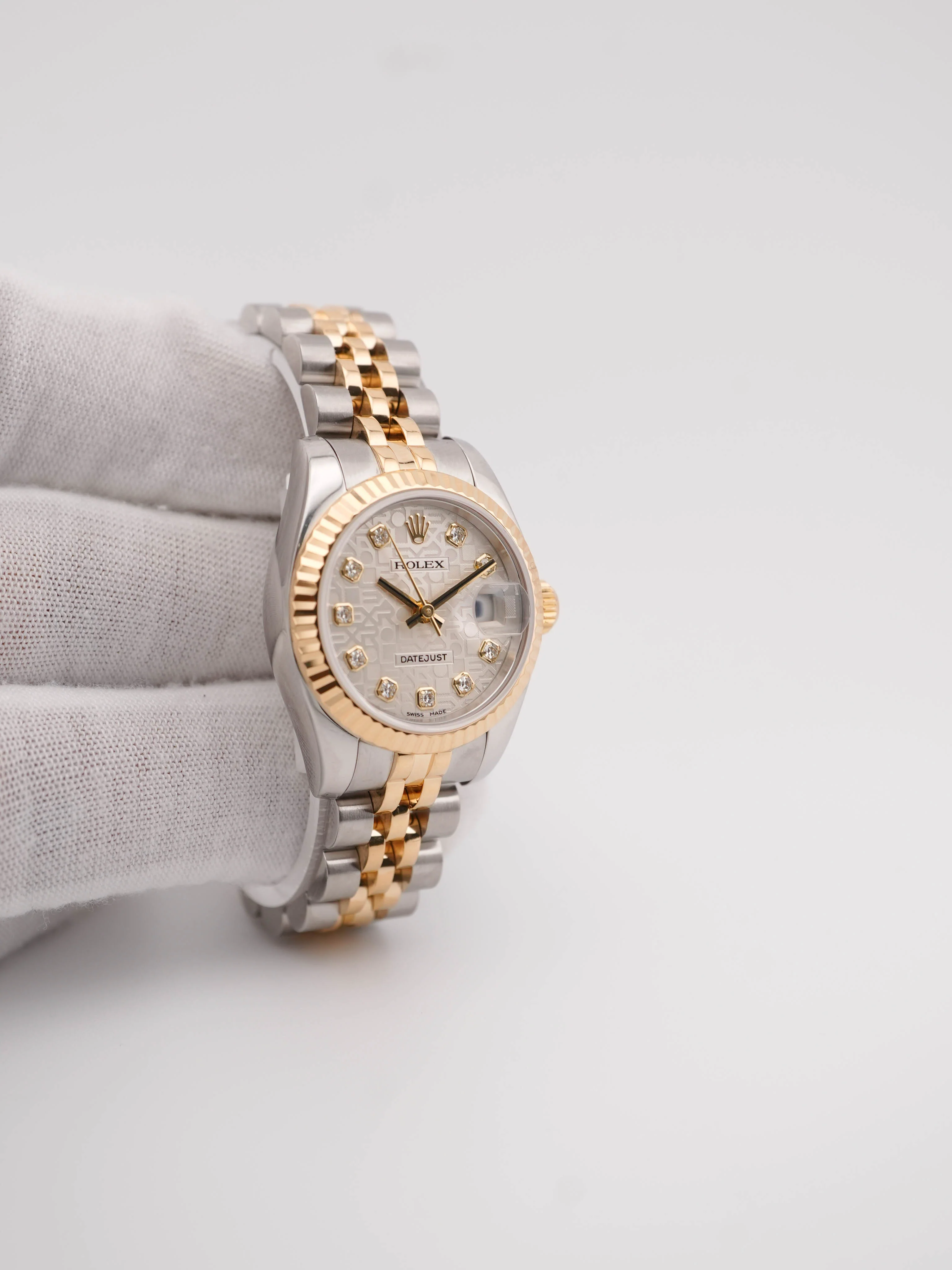 Rolex 179173 Lady-Datejust 26 mm Jubilee Silver Diamond Dial Jubilee Bracelet Box and Papers 2008 - Image 4